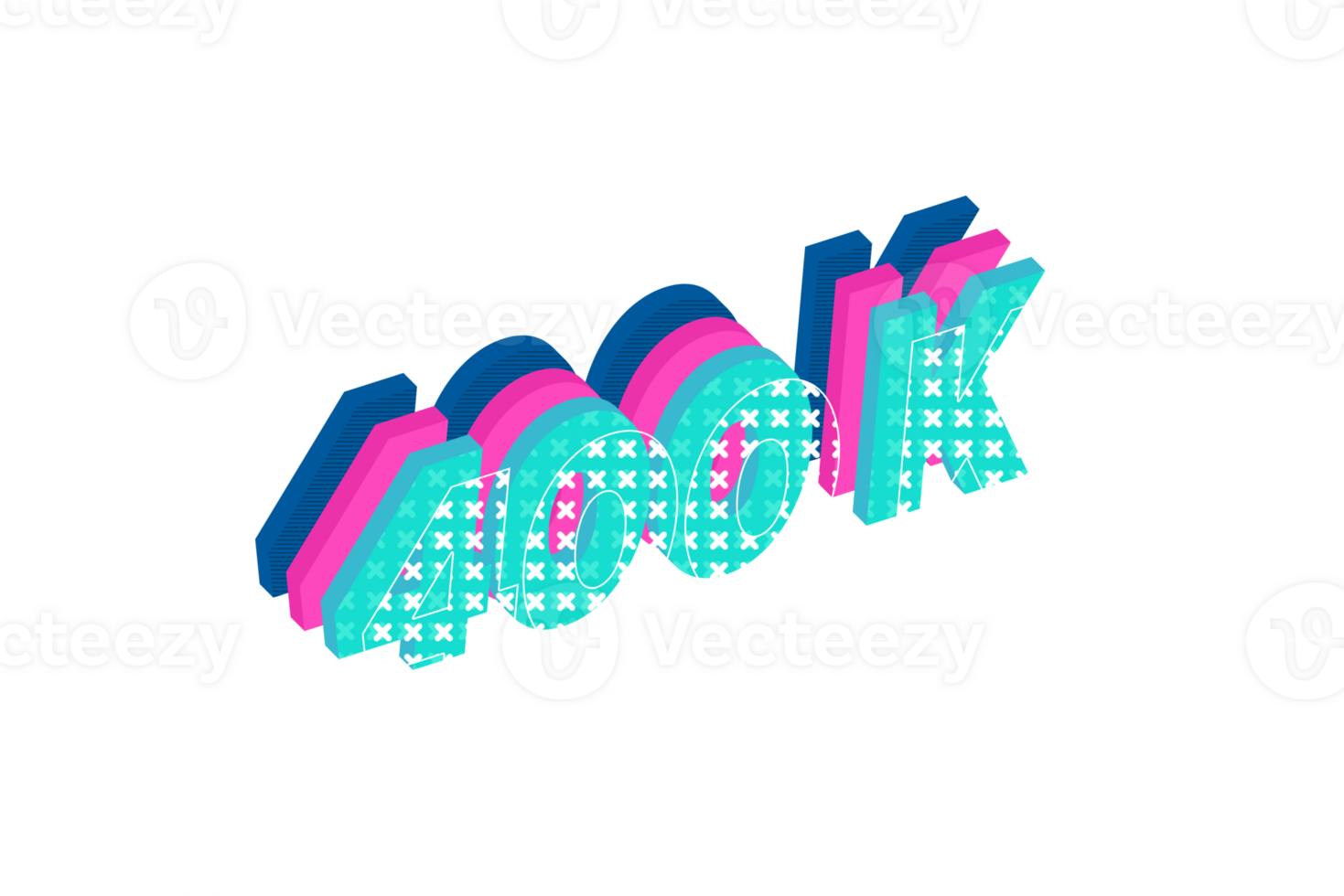 400 k subscribers celebration greeting Number with multi layers design png
