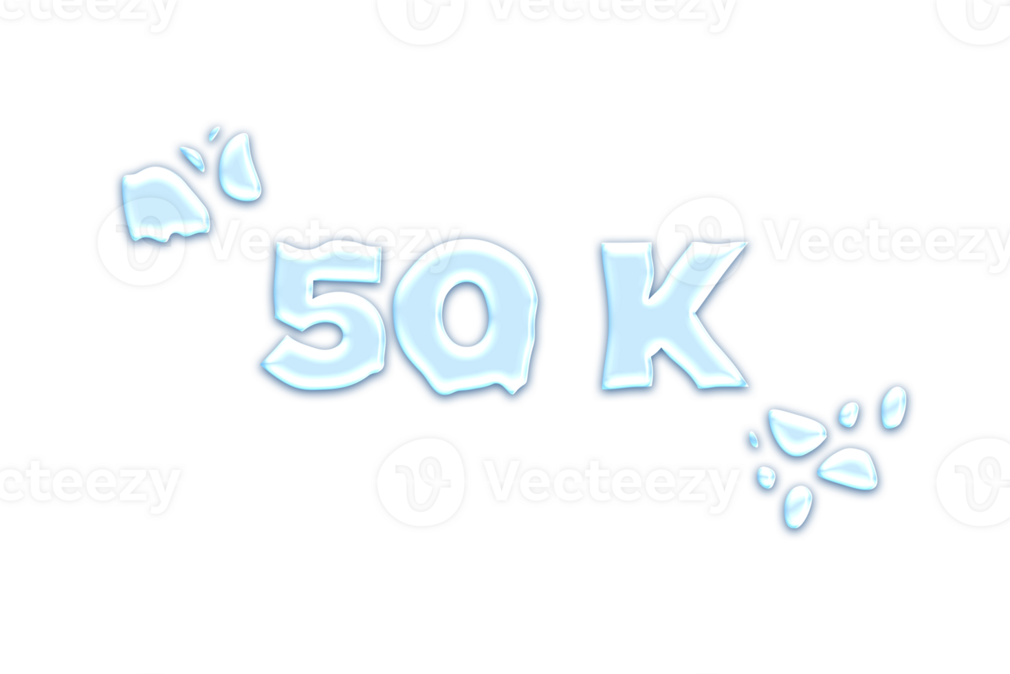 50 k subscribers celebration greeting Number with water design png