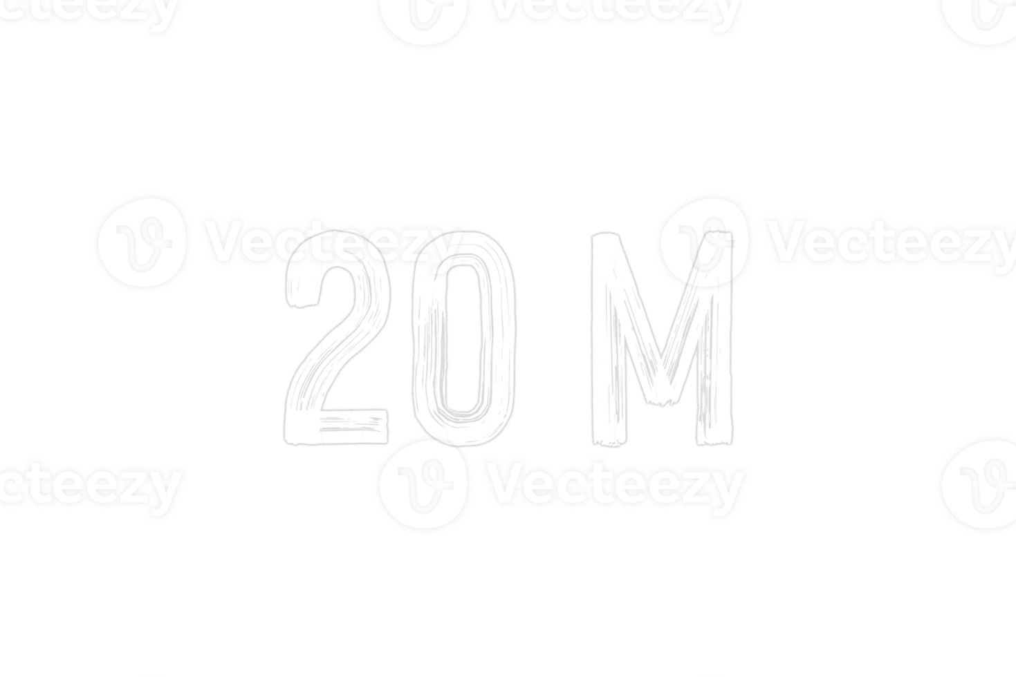 20 million subscribers celebration greeting Number with cutting design png