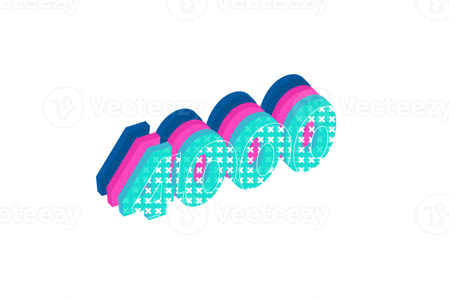 4000 subscribers celebration greeting Number with multi layers design png