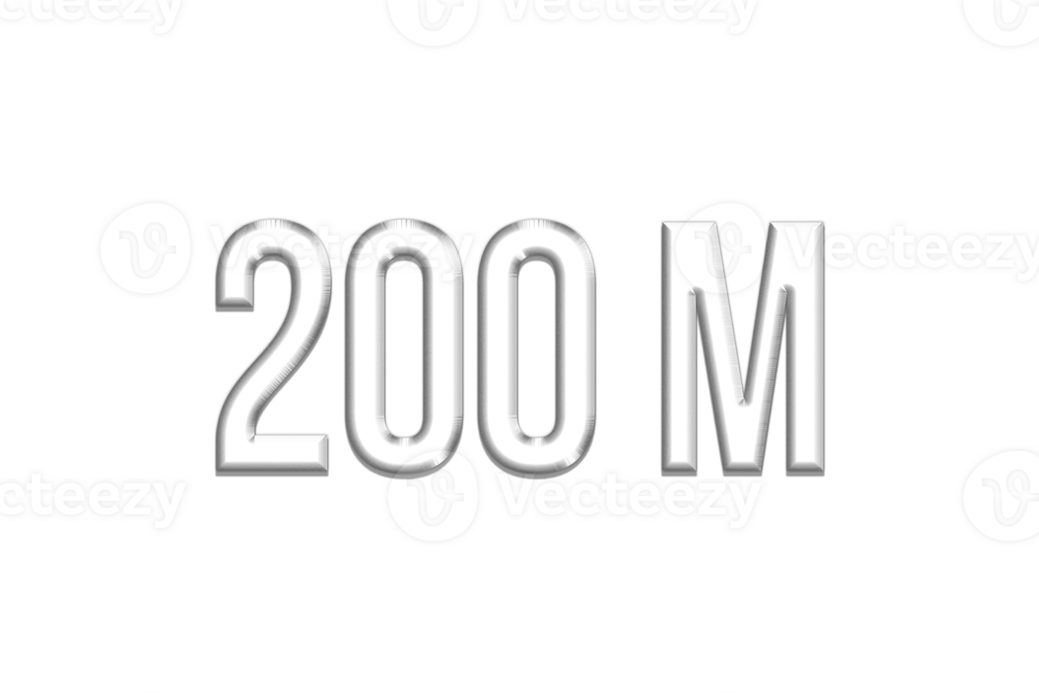 200 million subscribers celebration greeting Number with silver design png