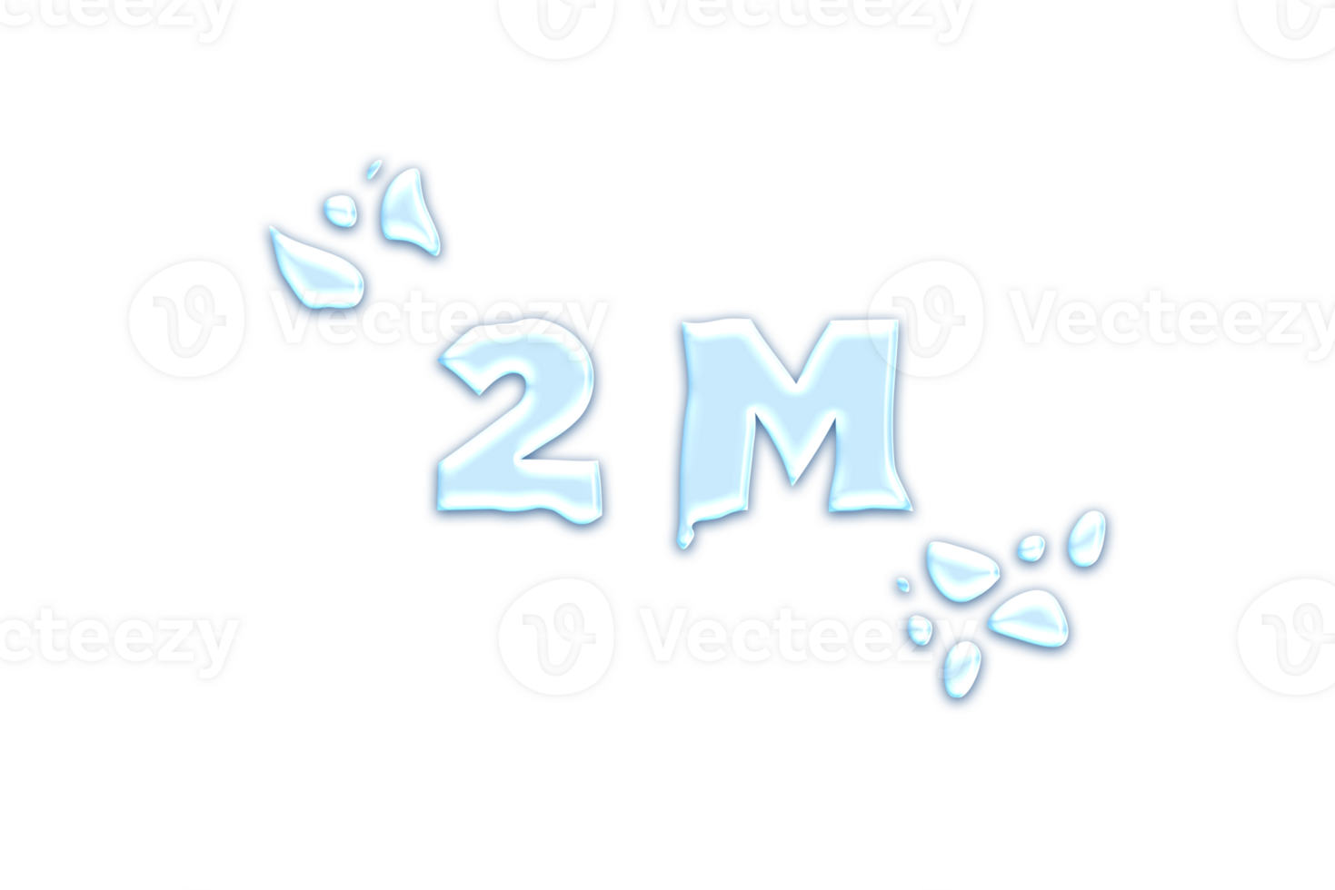 2 million subscribers celebration greeting Number with water design png