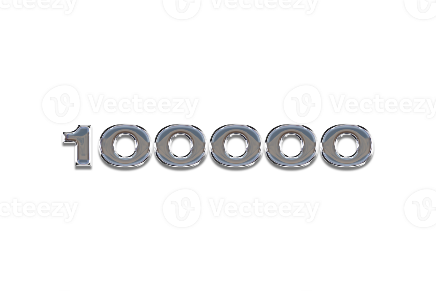 100000 subscribers celebration greeting Number with chrome design png