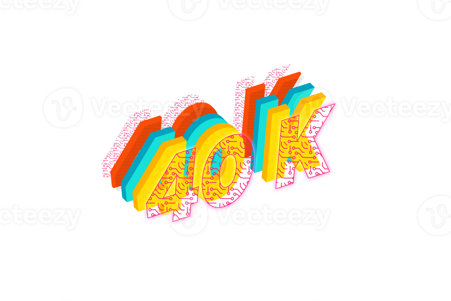 40 k subscribers celebration greeting Number with tech design png