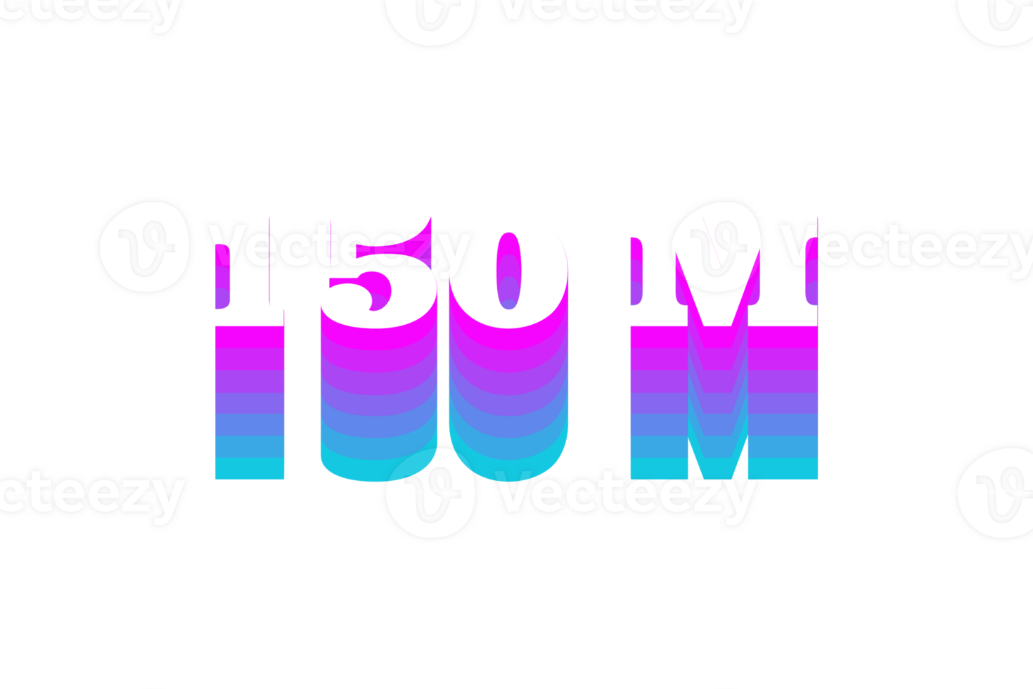 150 million subscribers celebration greeting Number with multi color design png