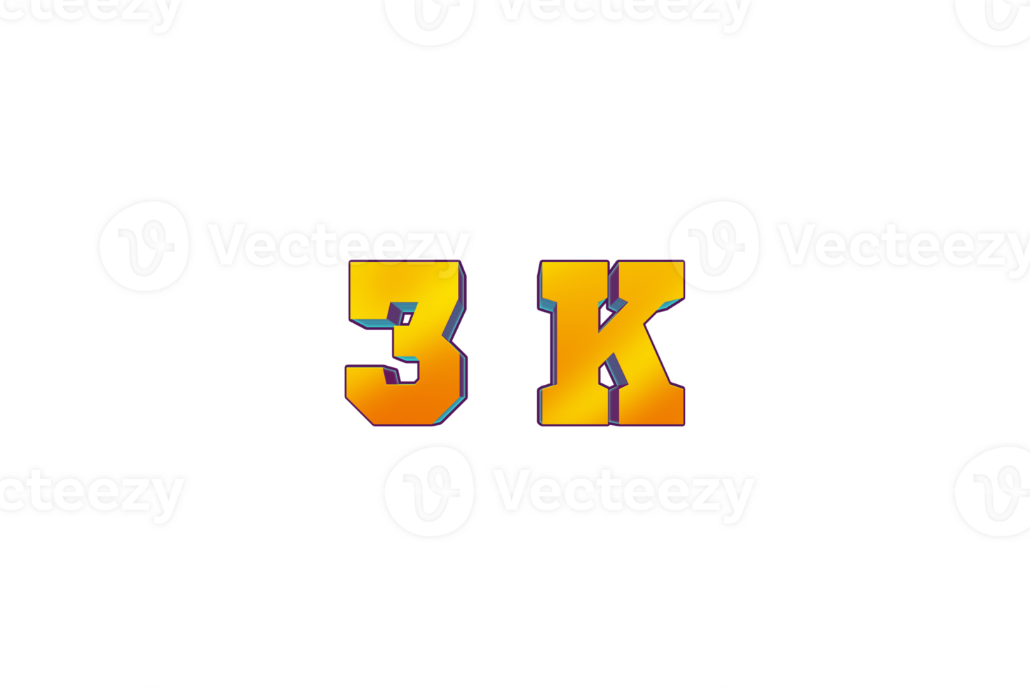 3 k subscribers celebration greeting Number with 3d design png