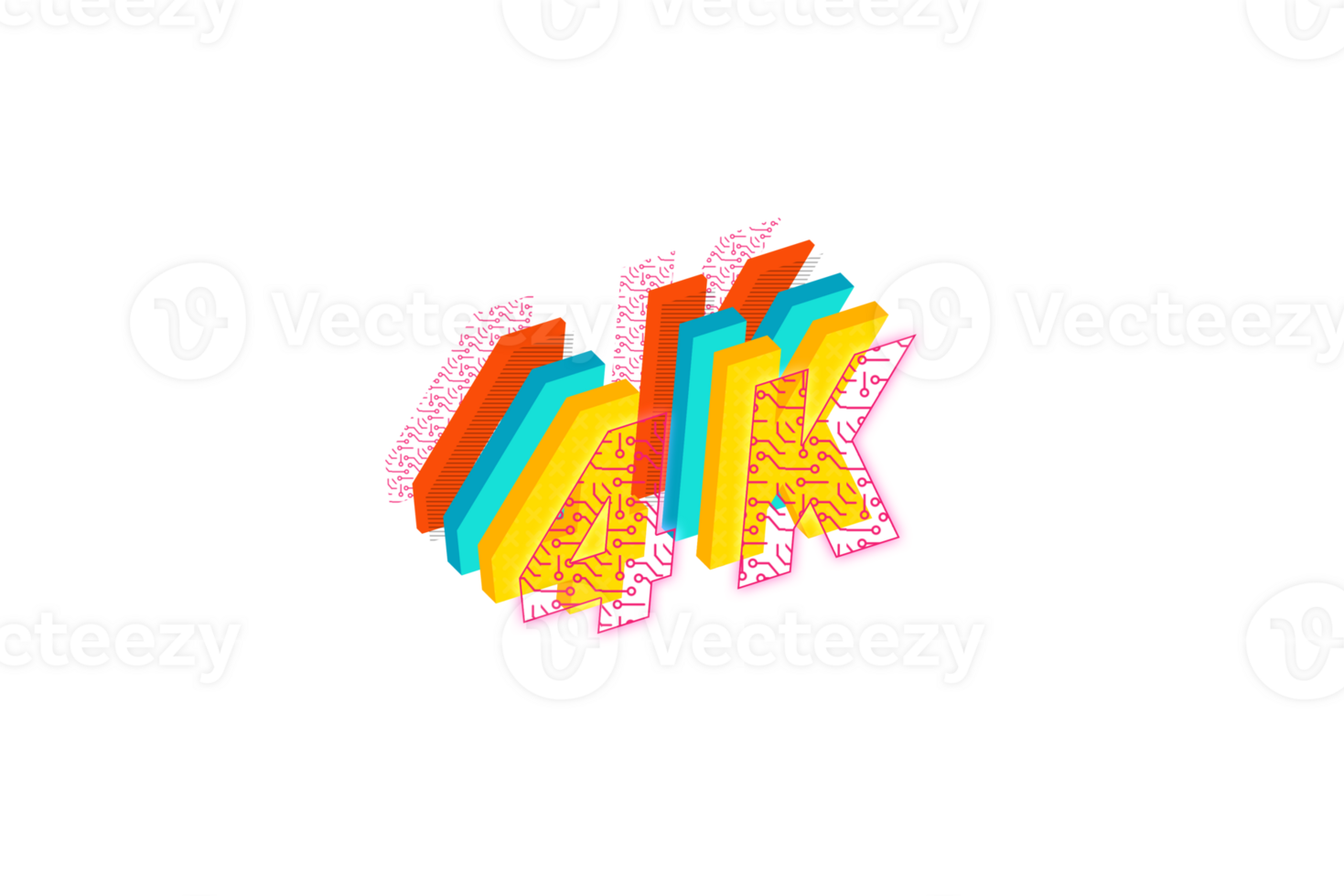 4 k subscribers celebration greeting Number with tech design png