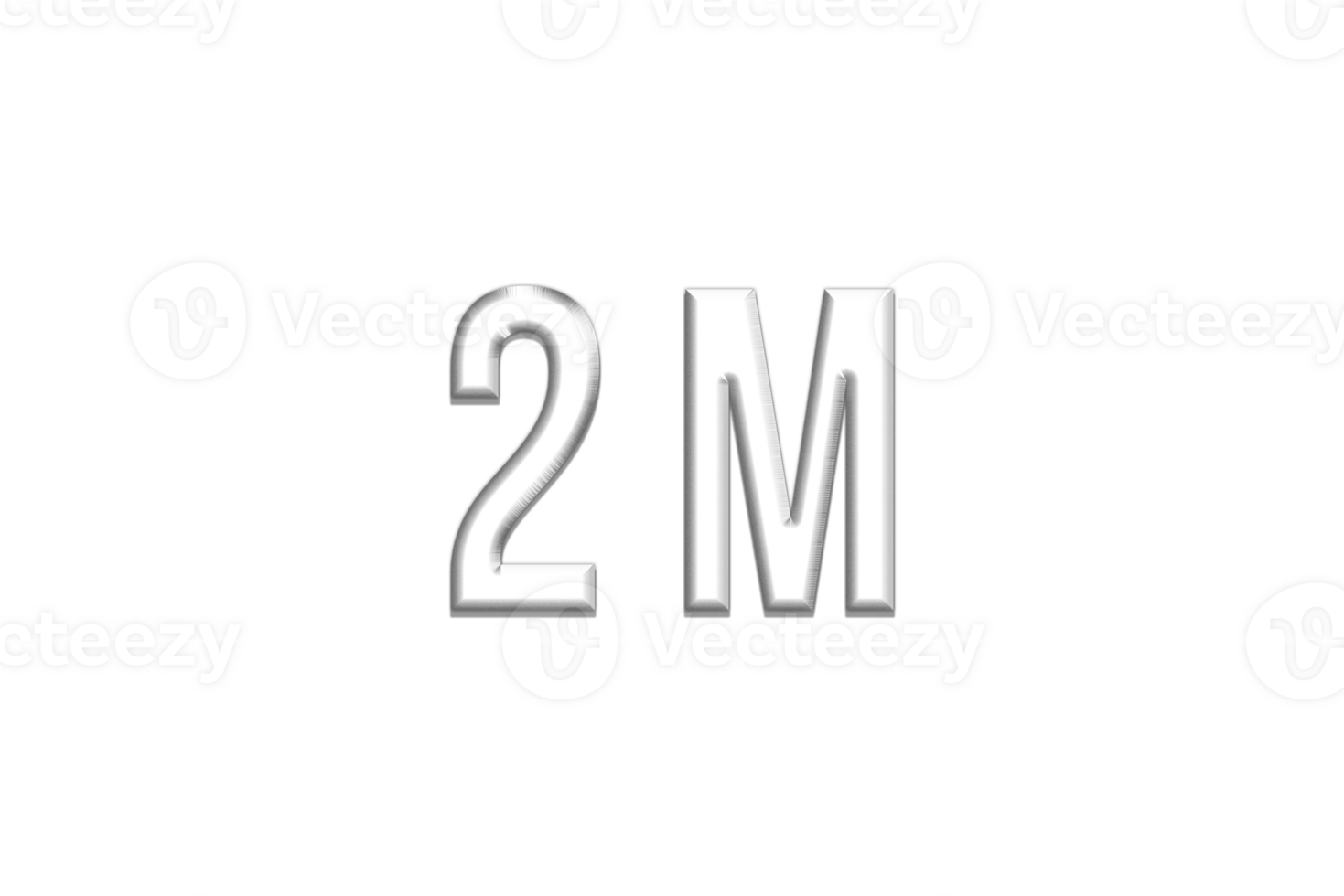 2 million subscribers celebration greeting Number with silver design png