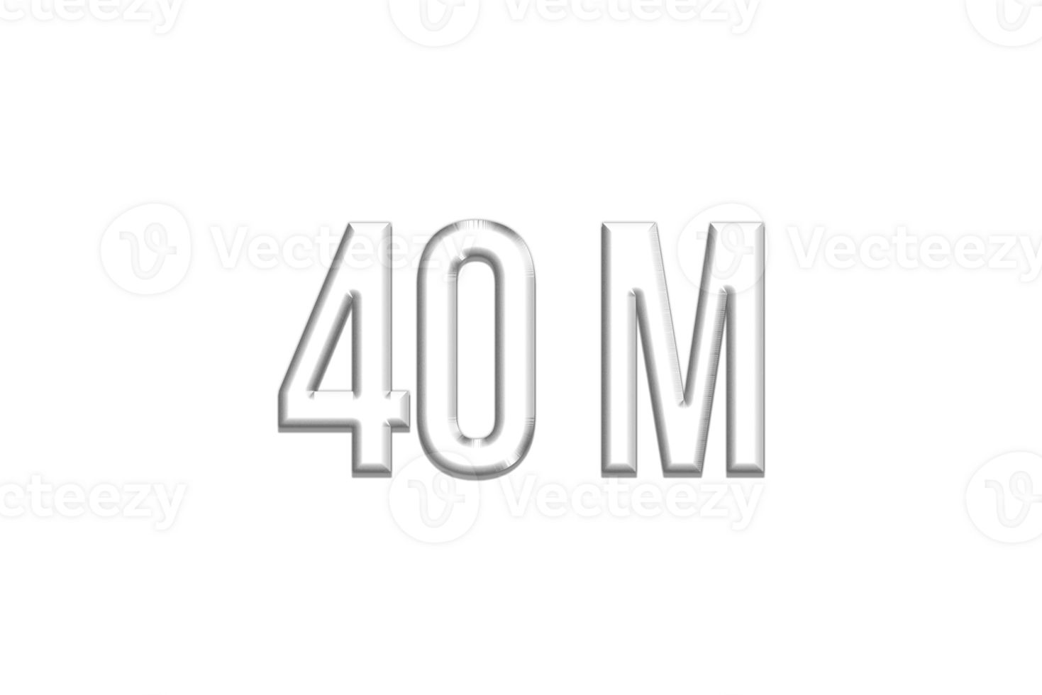 40 million subscribers celebration greeting Number with silver design png