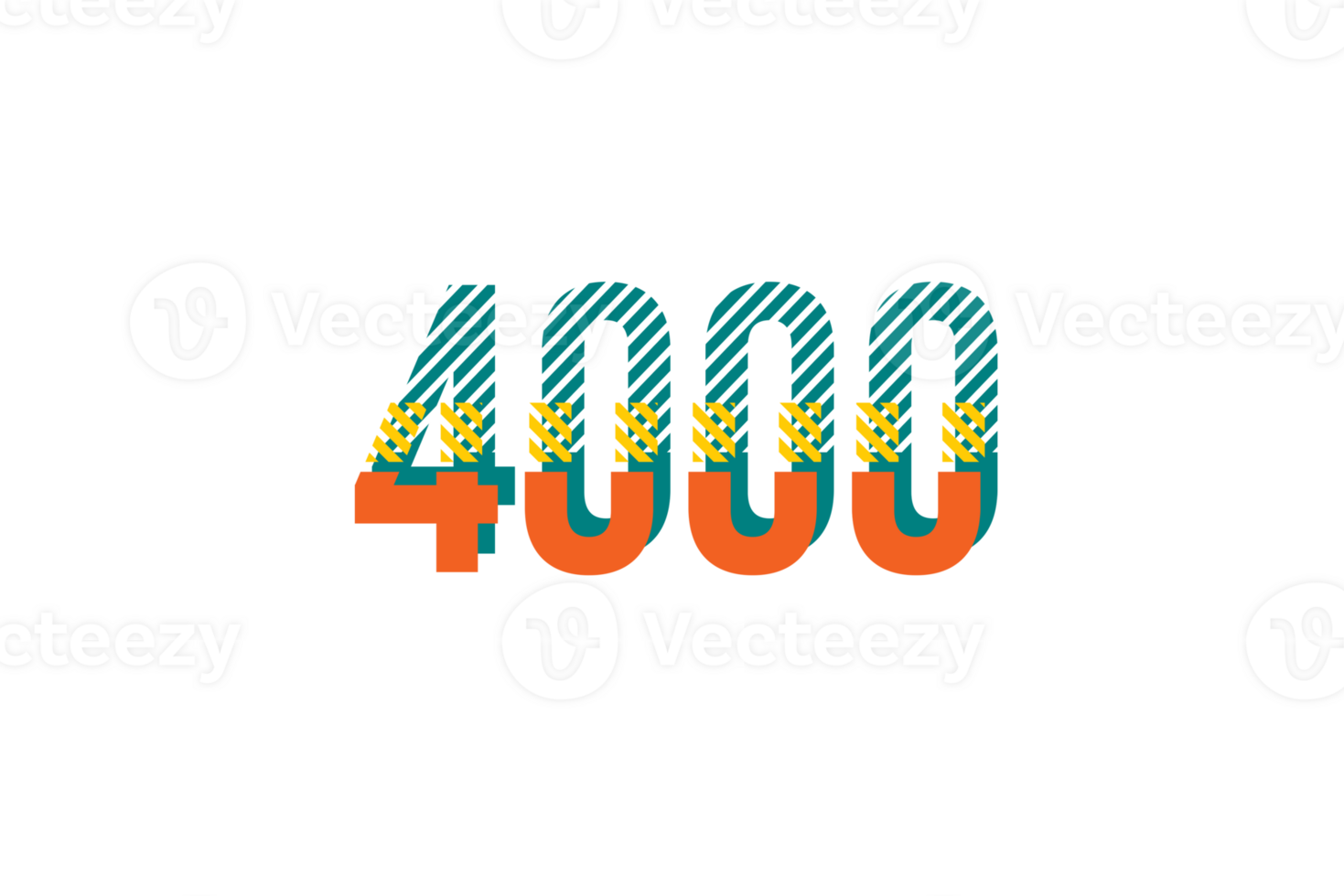4000 subscribers celebration greeting Number with strips design png