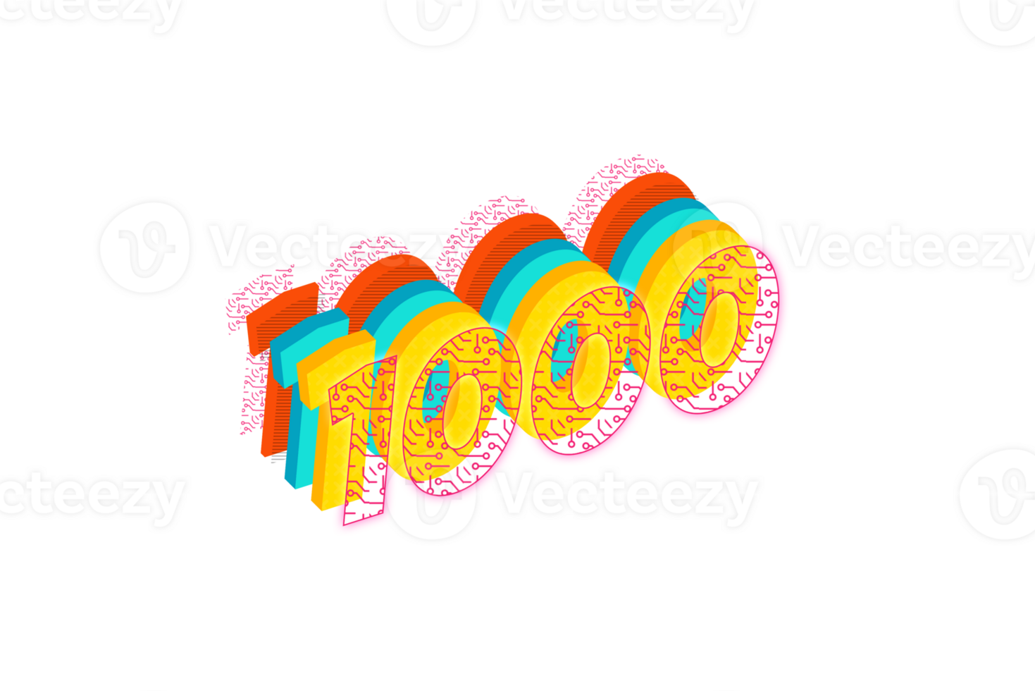 1000 subscribers celebration greeting Number with tech design png