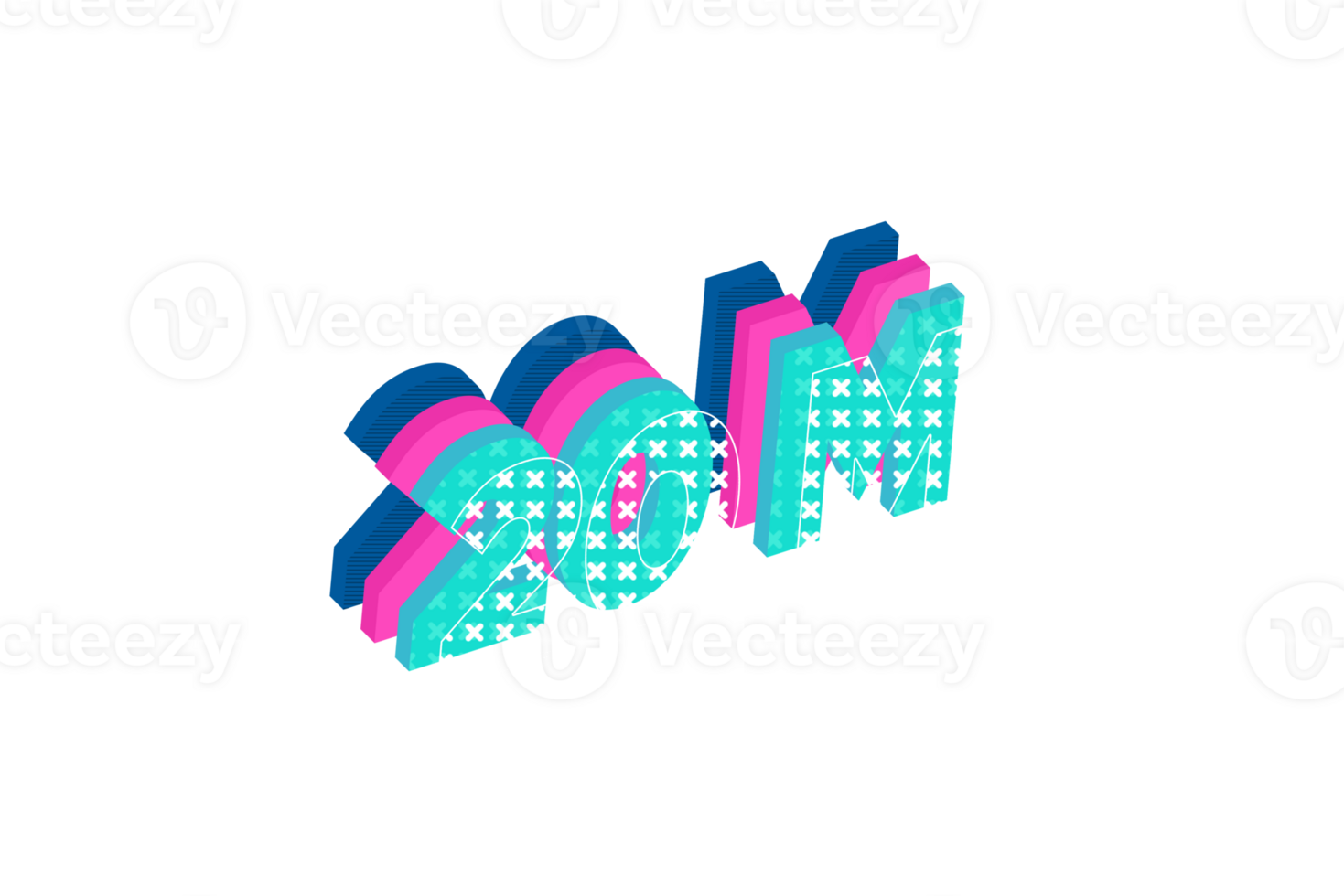 20 million subscribers celebration greeting Number with multi layers design png
