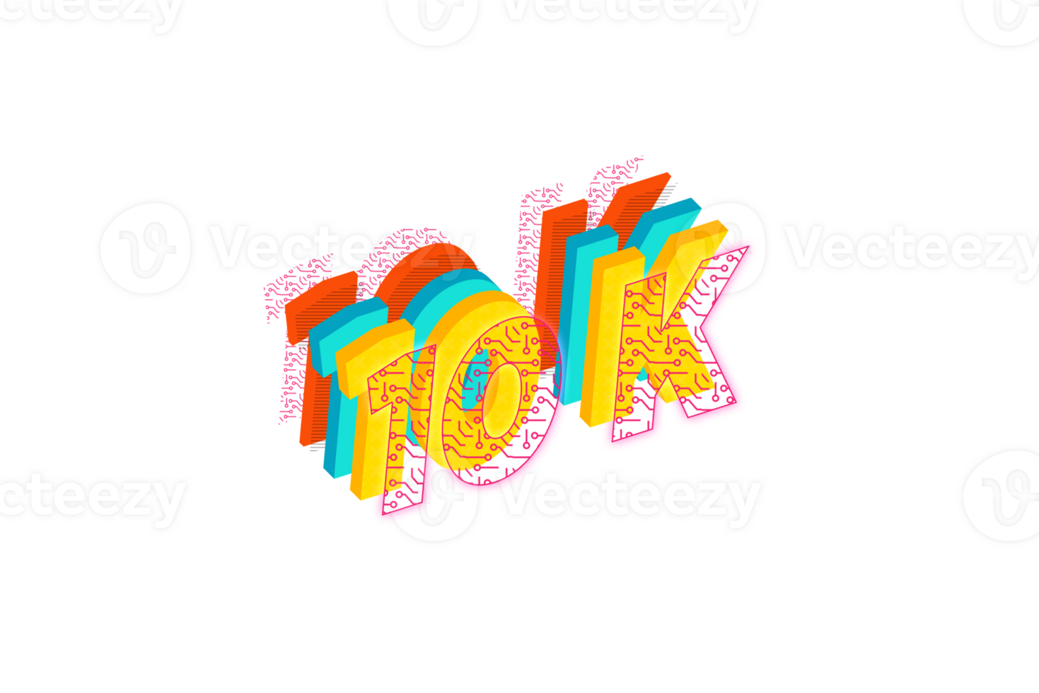 10 k subscribers celebration greeting Number with tech design png