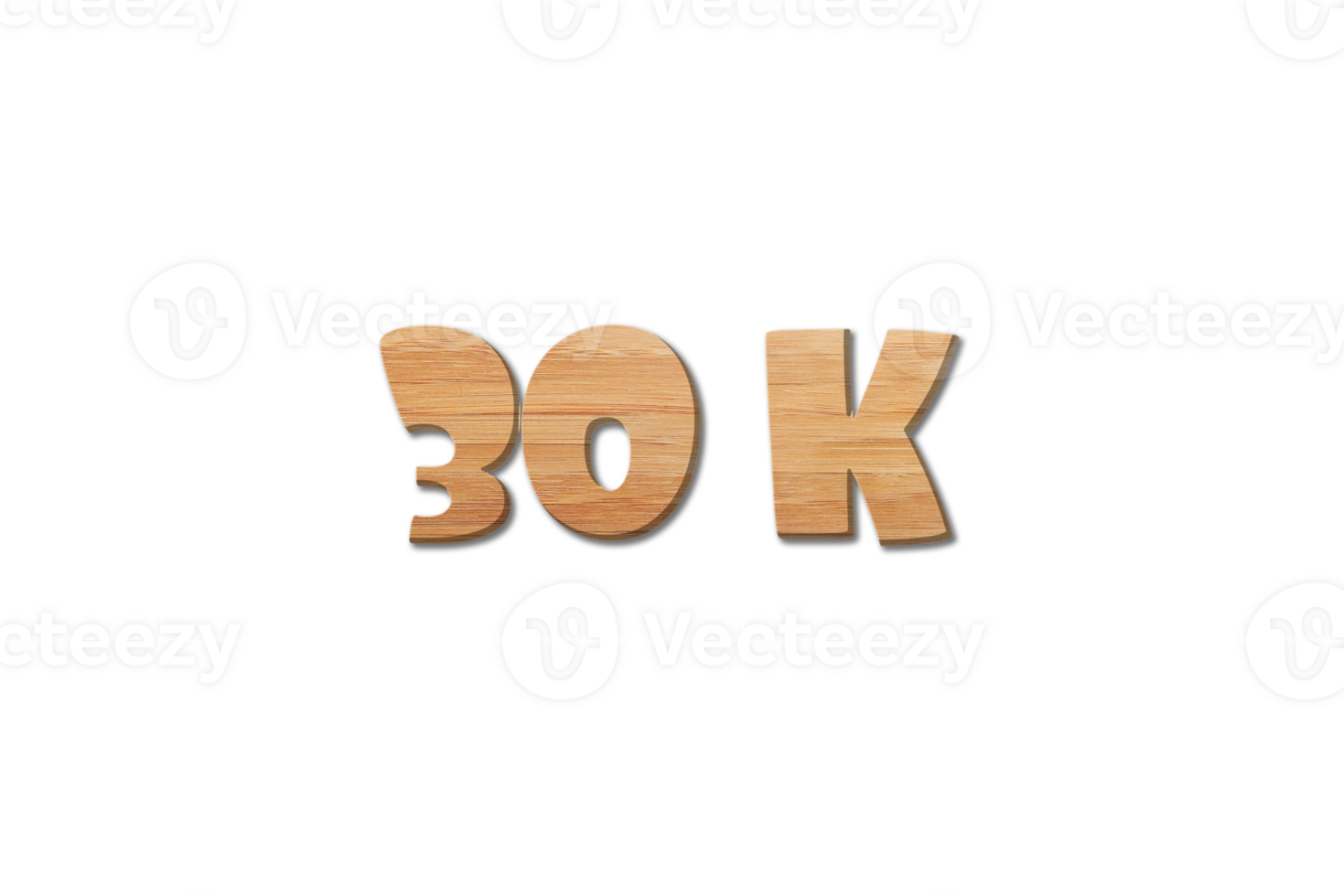 30 k subscribers celebration greeting Number with wood design png