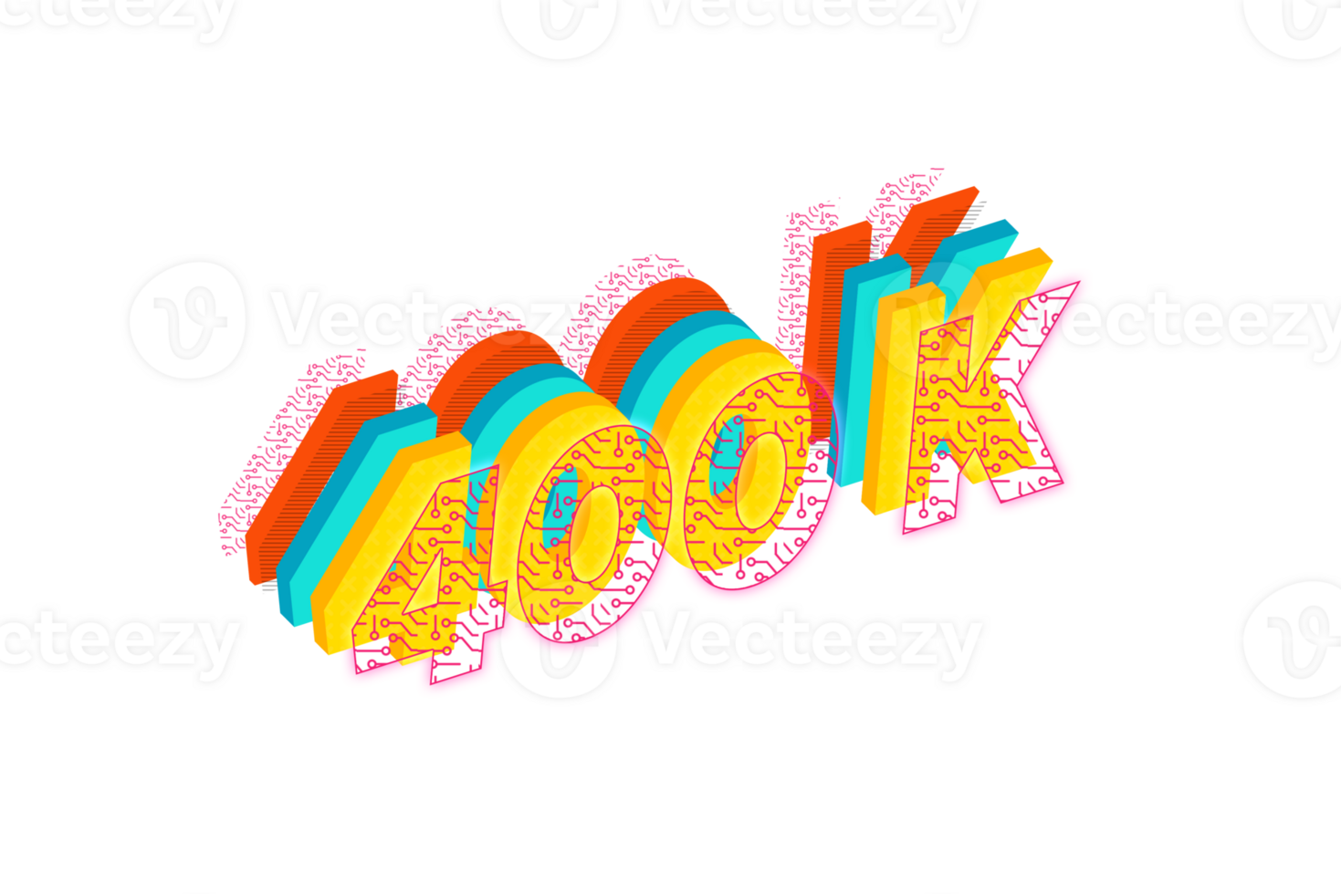 400 k subscribers celebration greeting Number with tech design png