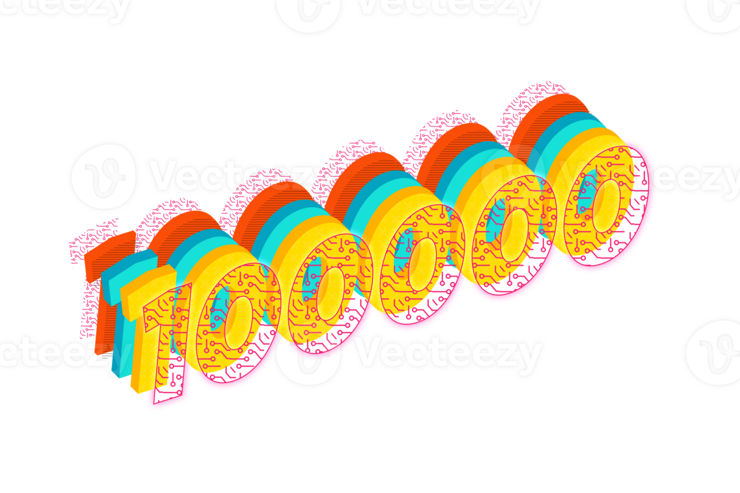 100000 subscribers celebration greeting Number with tech design png