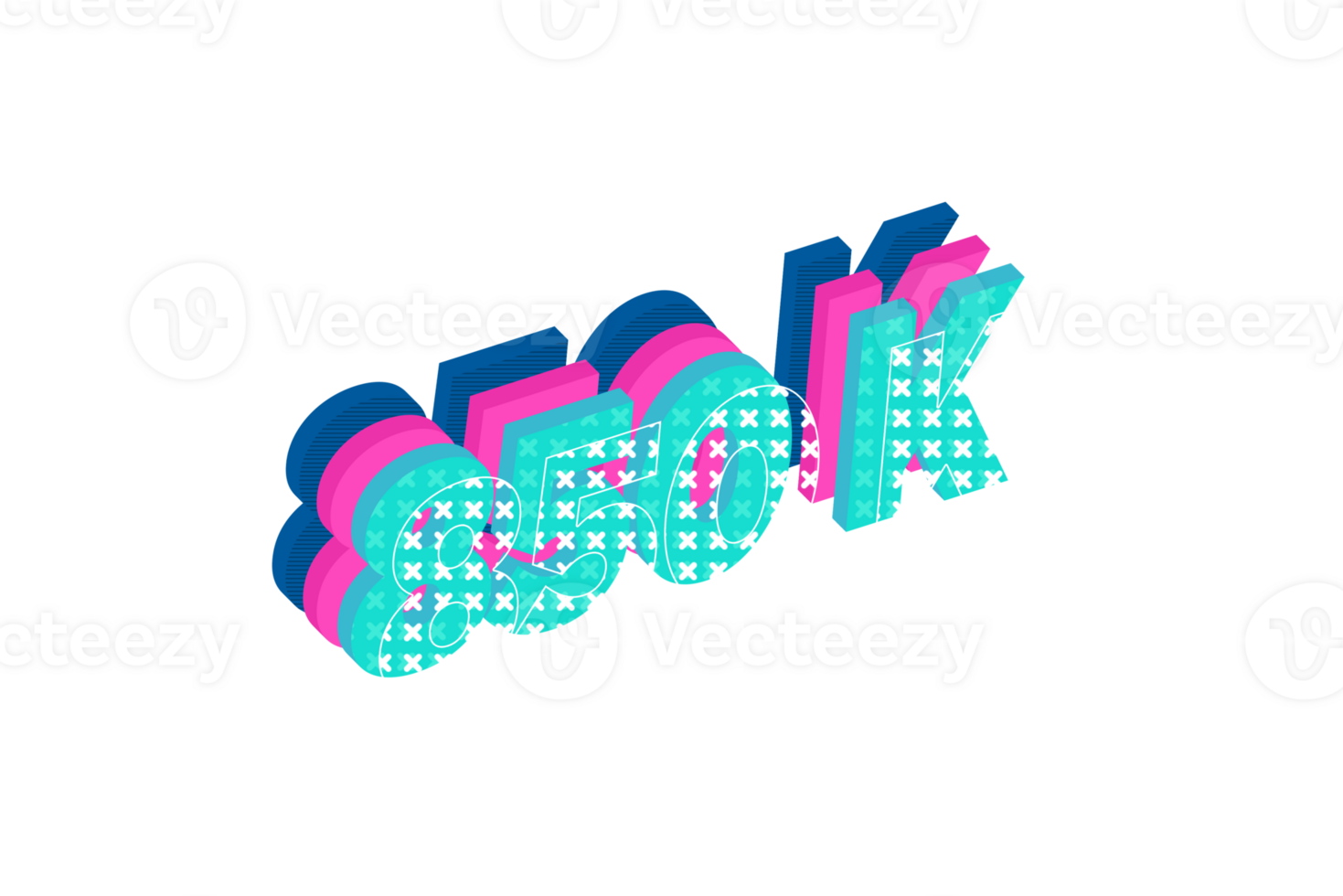 850 k subscribers celebration greeting Number with multi layers design png