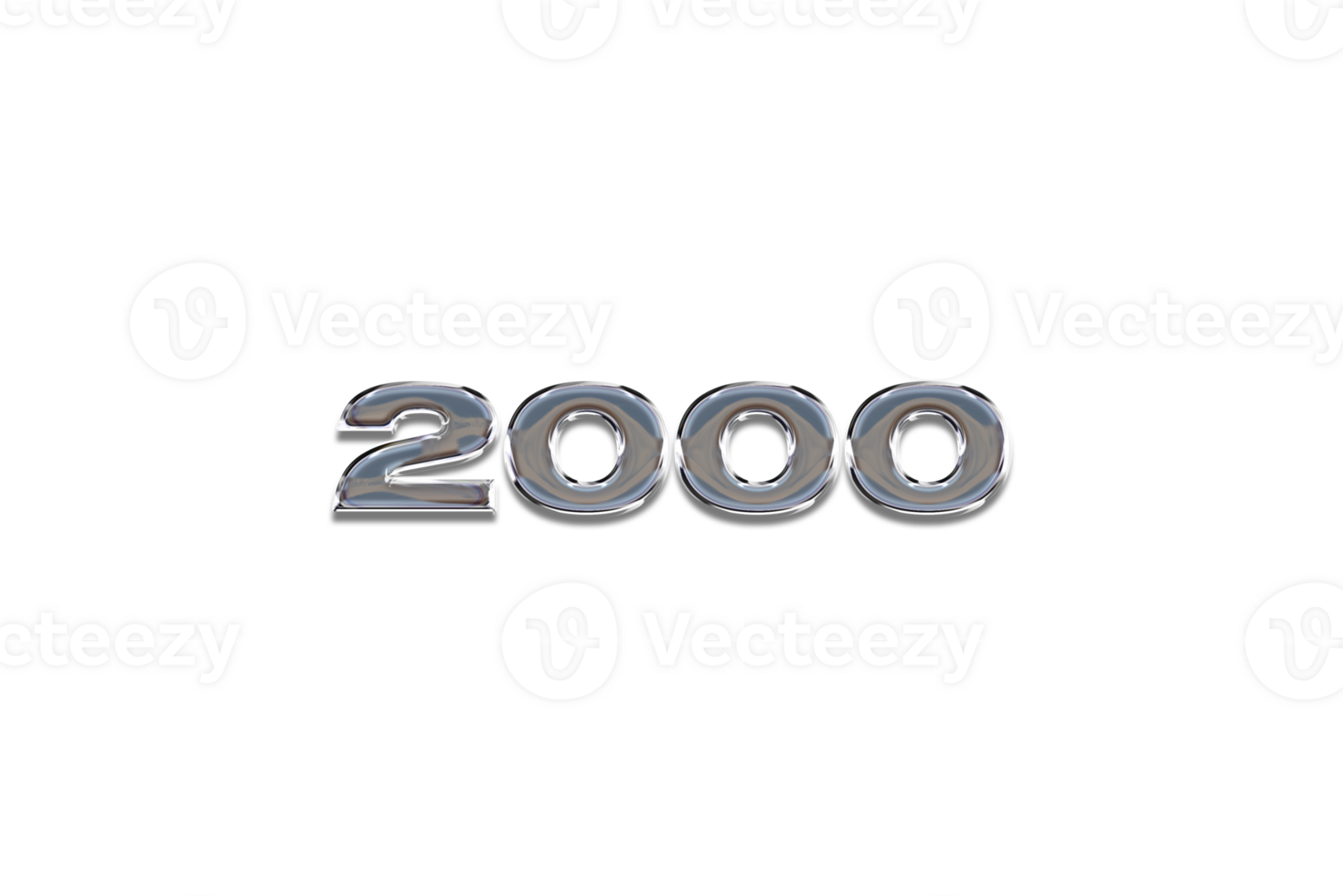 2000 subscribers celebration greeting Number with chrome design png