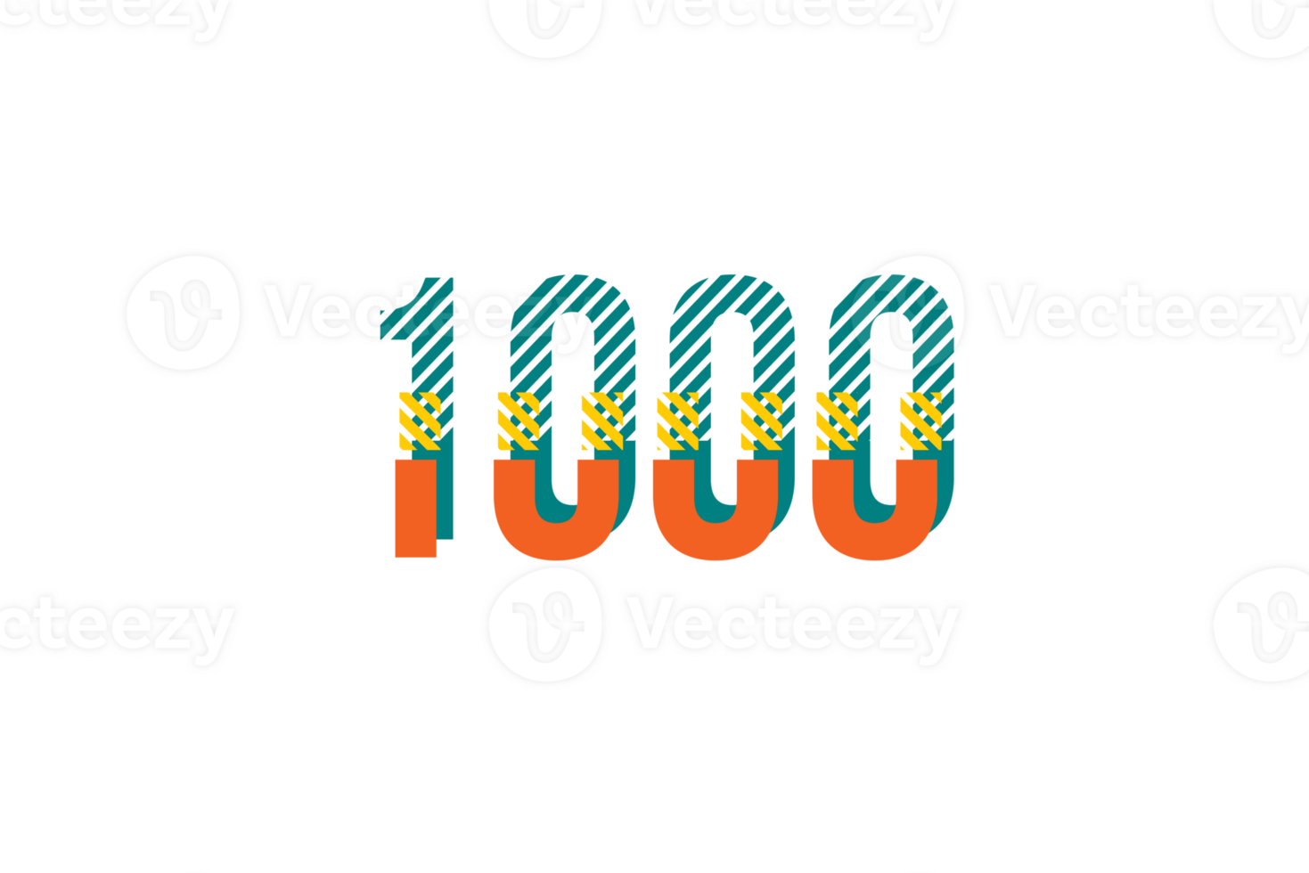 1000 subscribers celebration greeting Number with strips design png