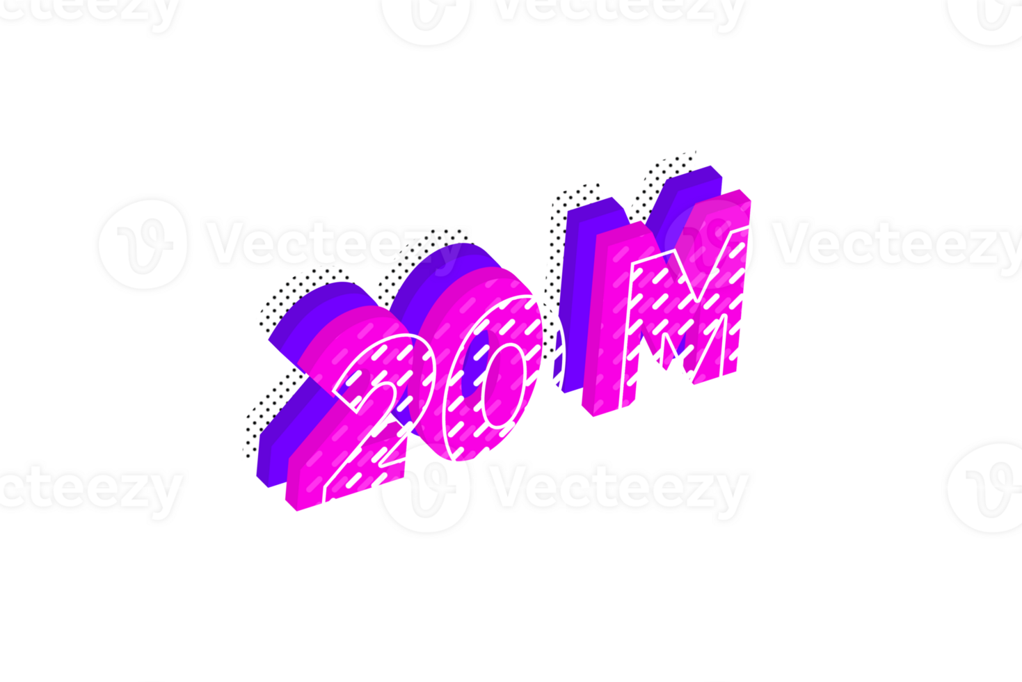 20 million subscribers celebration greeting Number with multi layers design png