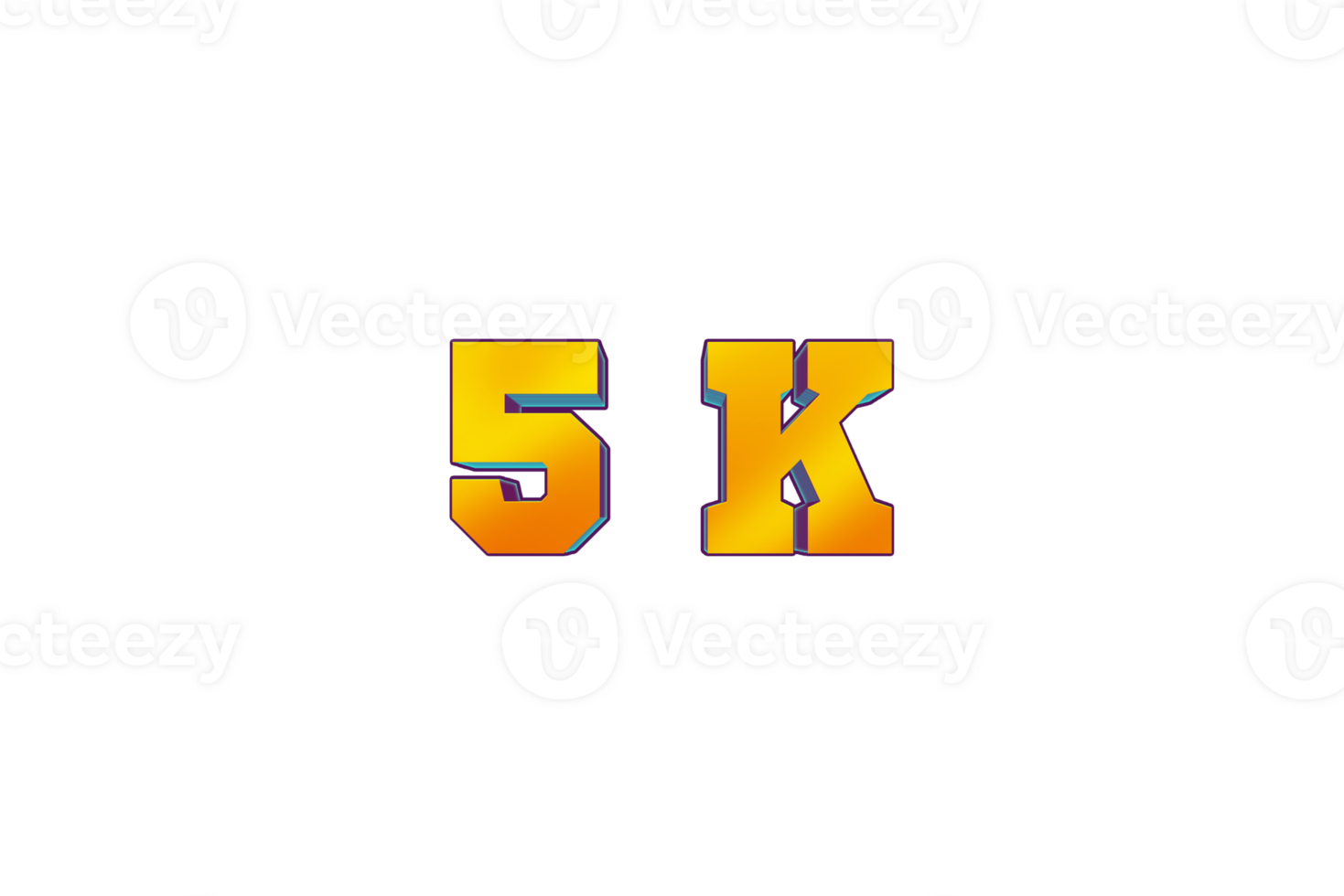 5 k subscribers celebration greeting Number with 3d design png