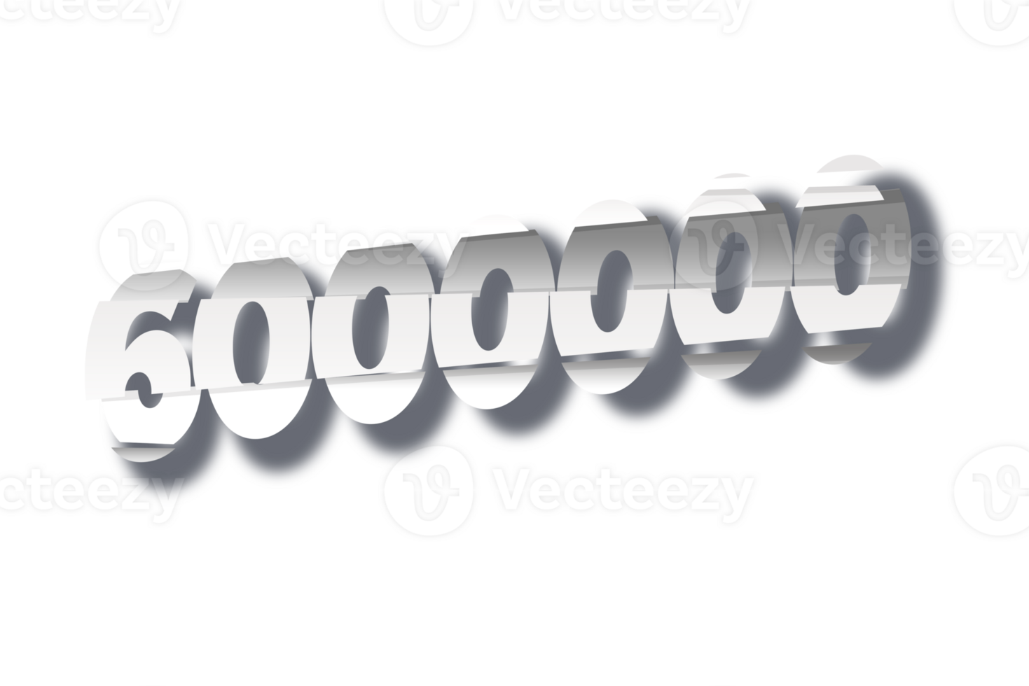 6000000 subscribers celebration greeting Number with cutting design png