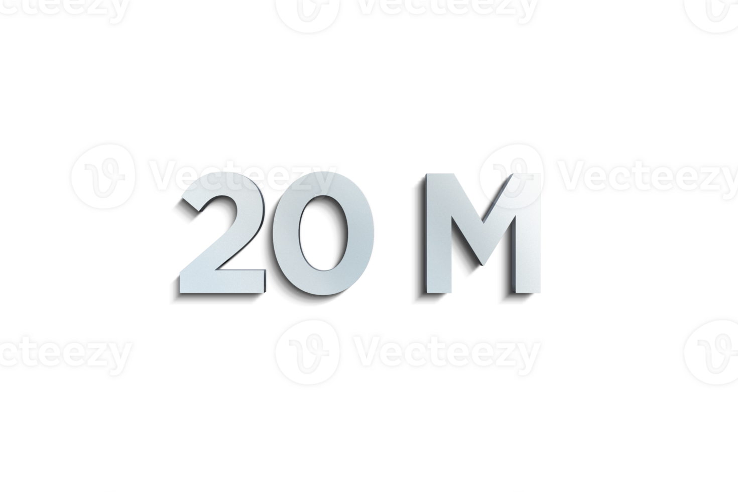 20 million subscribers celebration greeting Number with steel design png