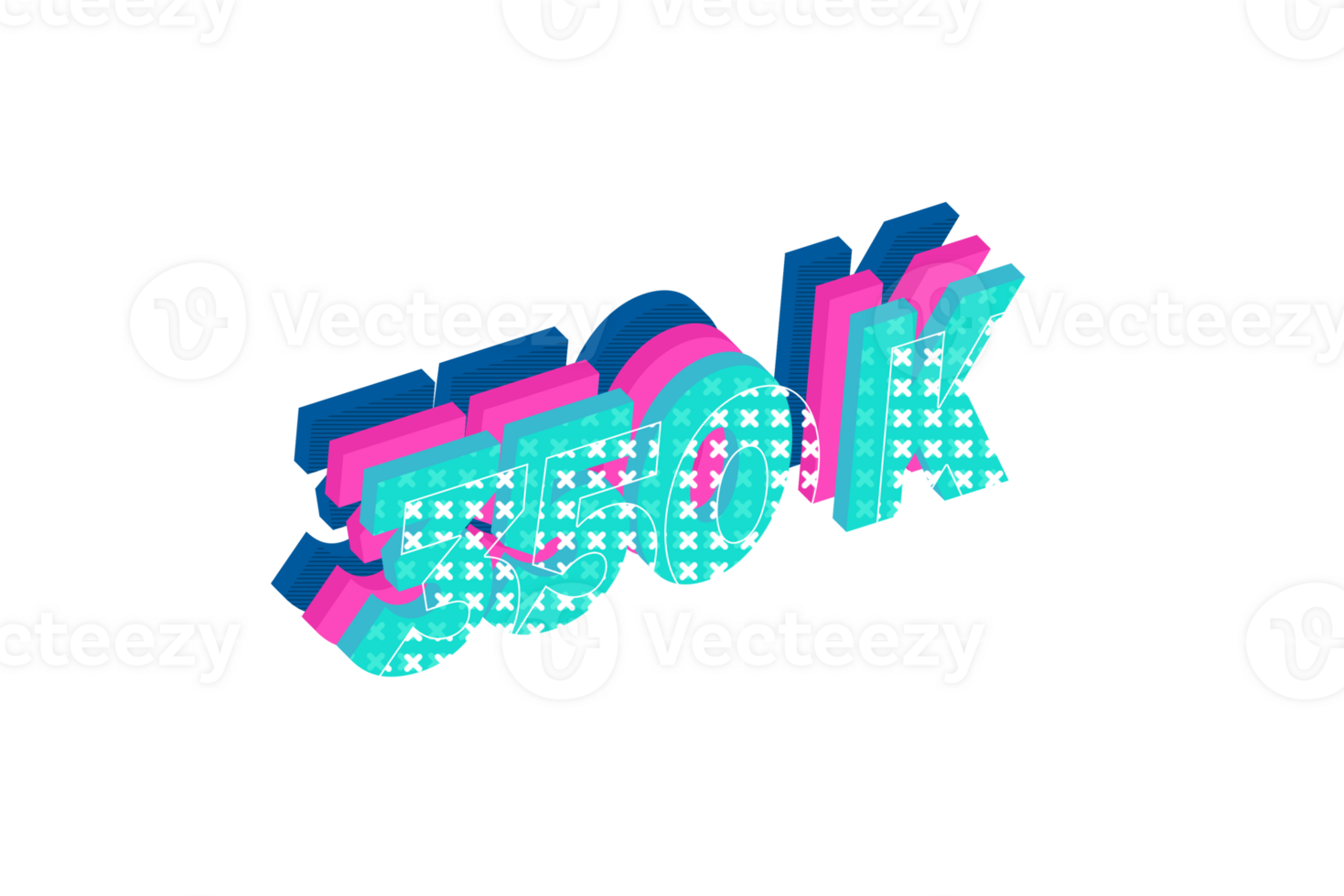 350 k subscribers celebration greeting Number with multi layers design png