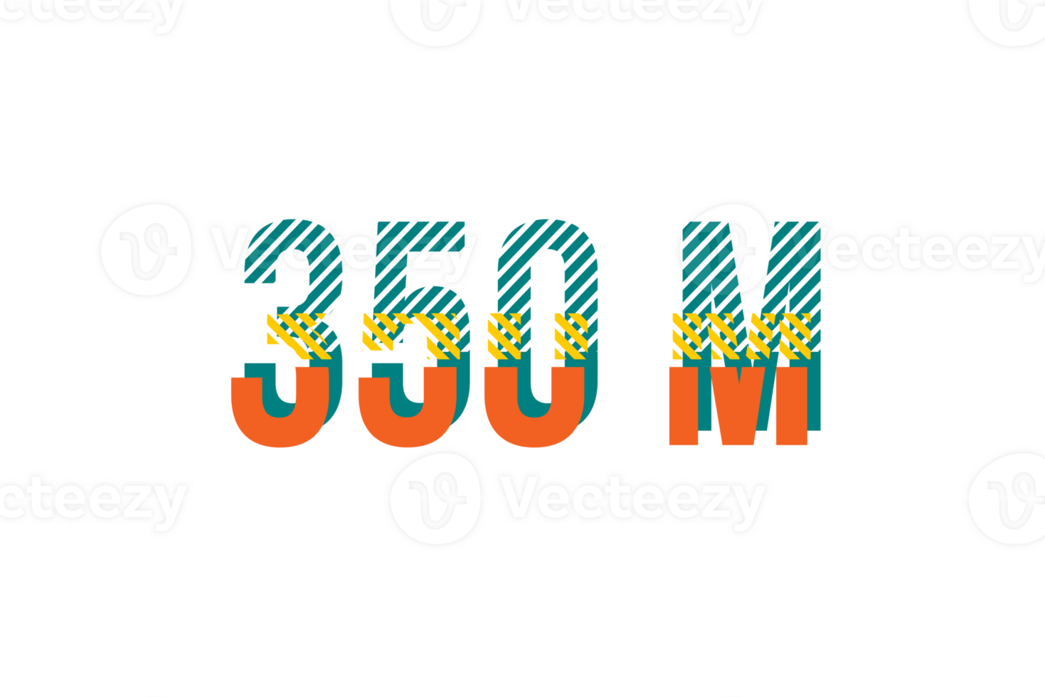 350 million subscribers celebration greeting Number with strips design png