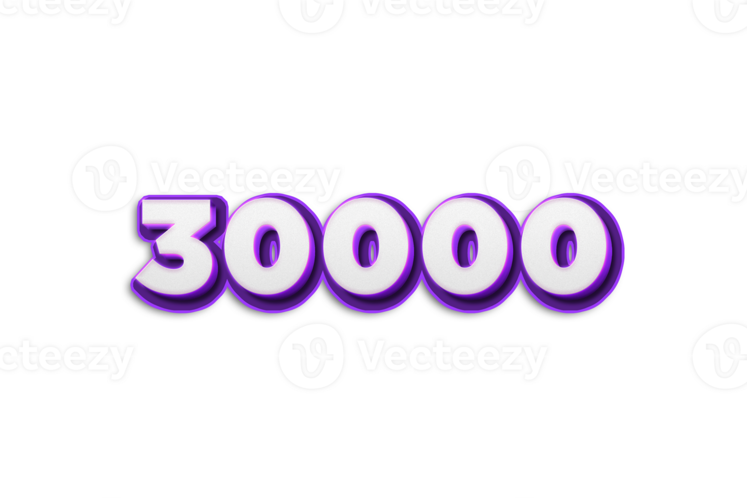 30000 subscribers celebration greeting Number with purple 3d design png