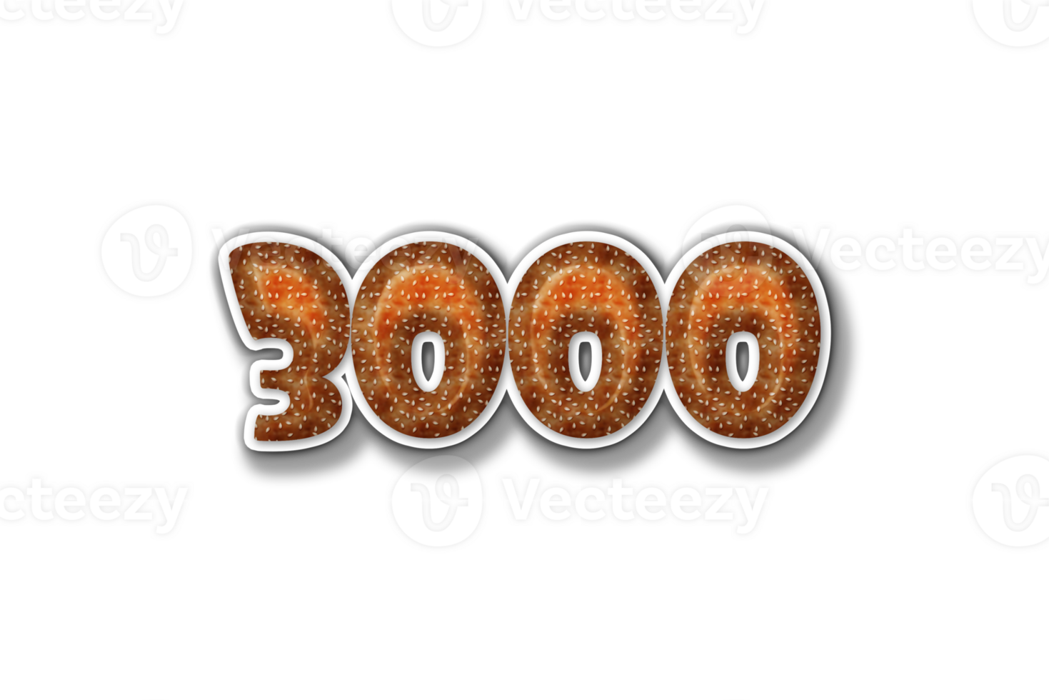 3000 subscribers celebration greeting Number with burger design png
