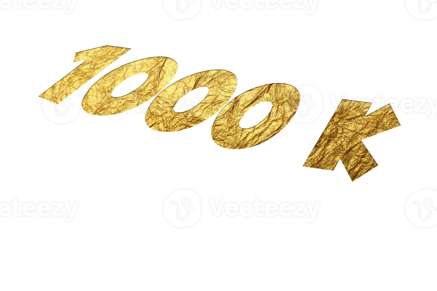 1000 k subscribers celebration greeting Number with golden paper design png