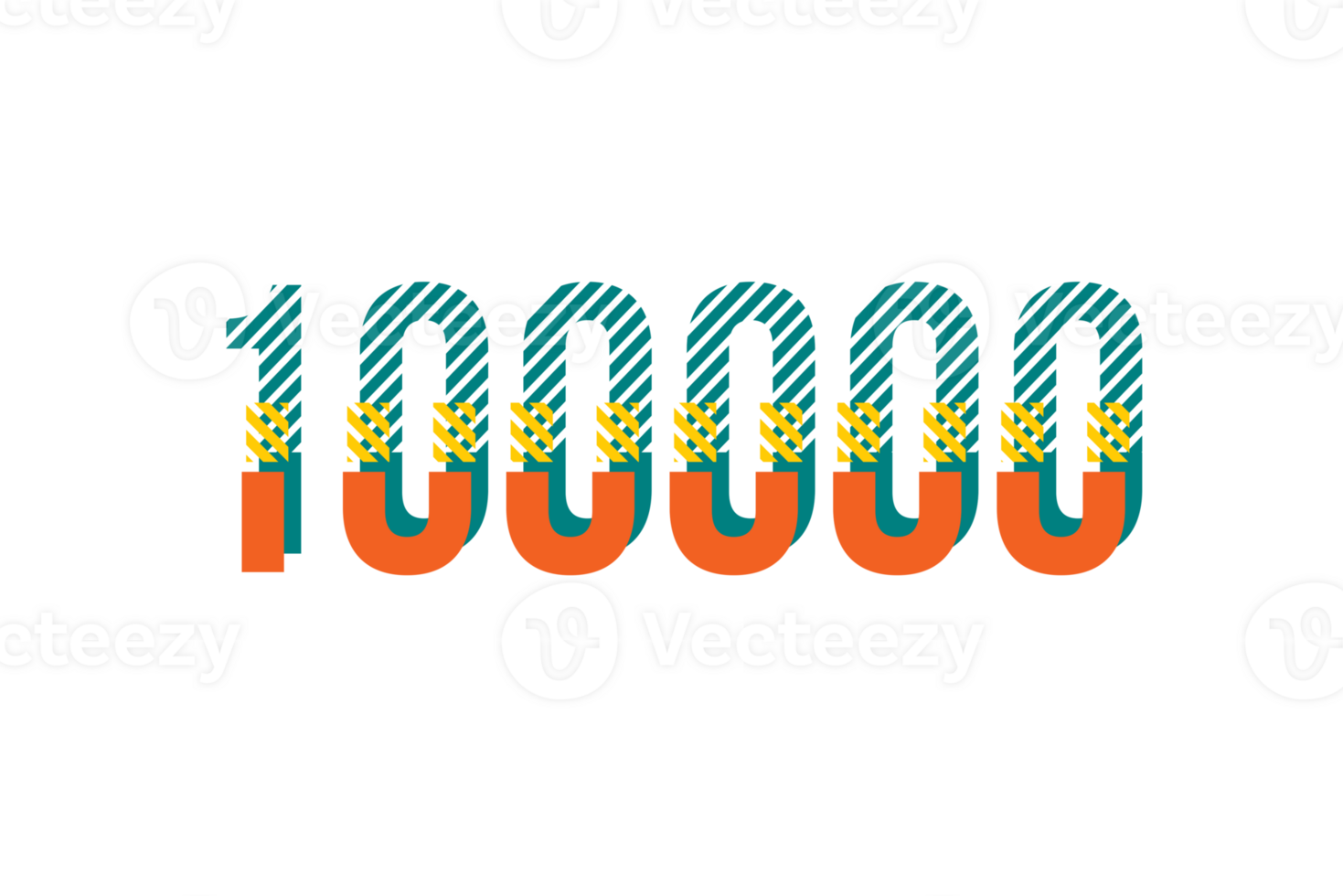 100000 subscribers celebration greeting Number with strips design png