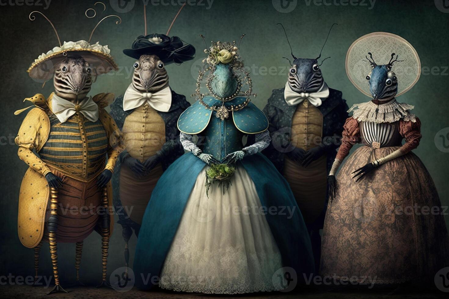 insects animals dressed in victorian era clothing illustration photo