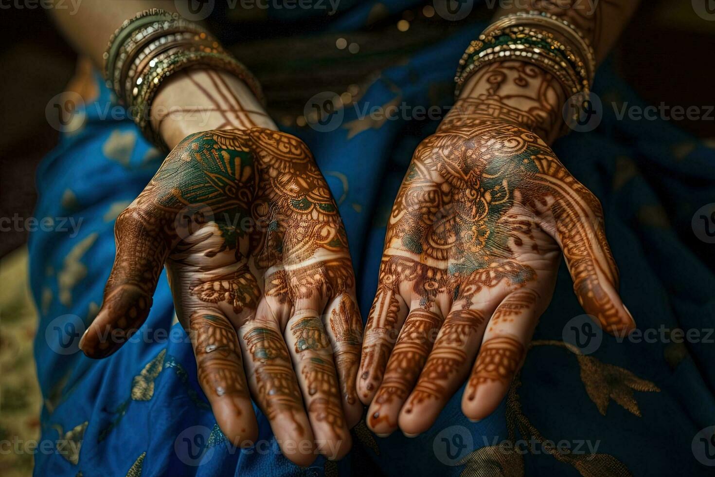 manos pintado de gallina para marroquí Boda foto