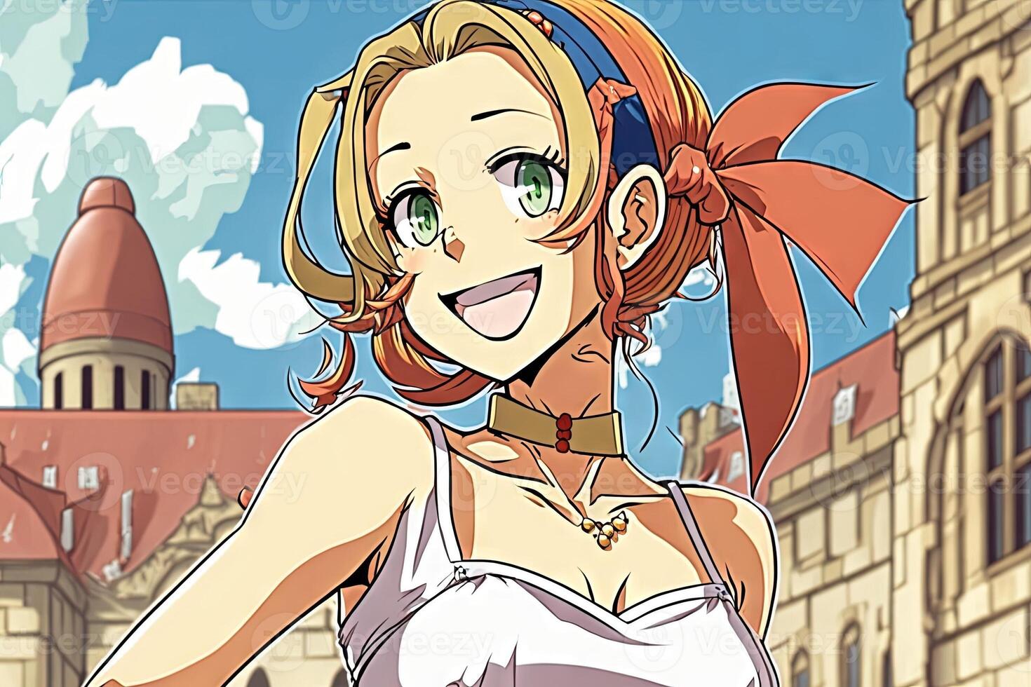 Beautiful anime manga girl in Germany illustration photo