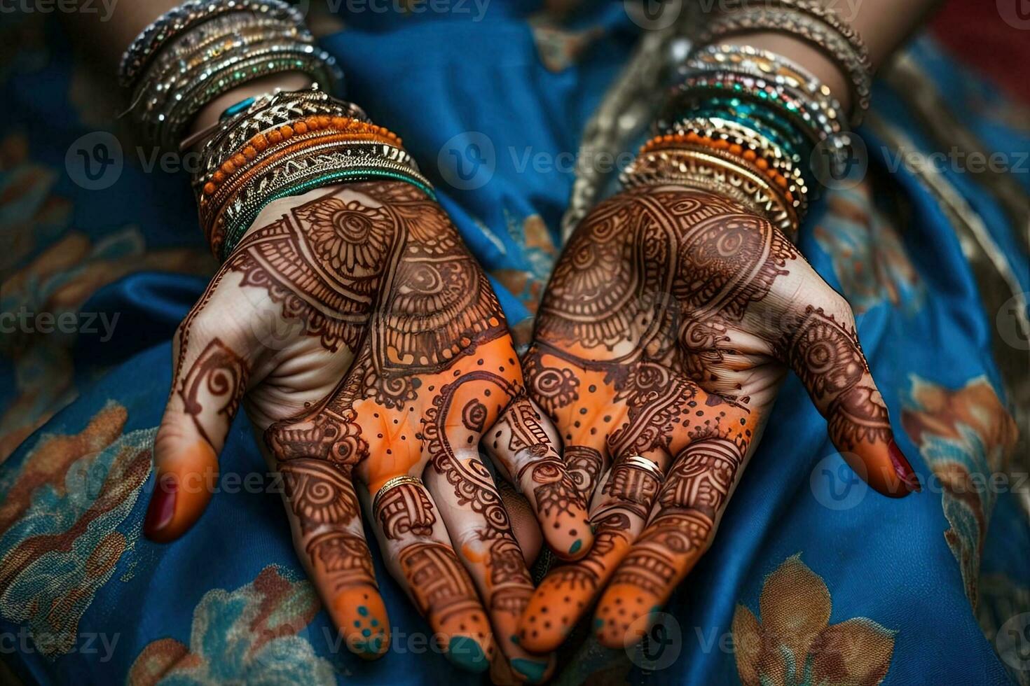 Hands painted of henne for maroccan wedding photo