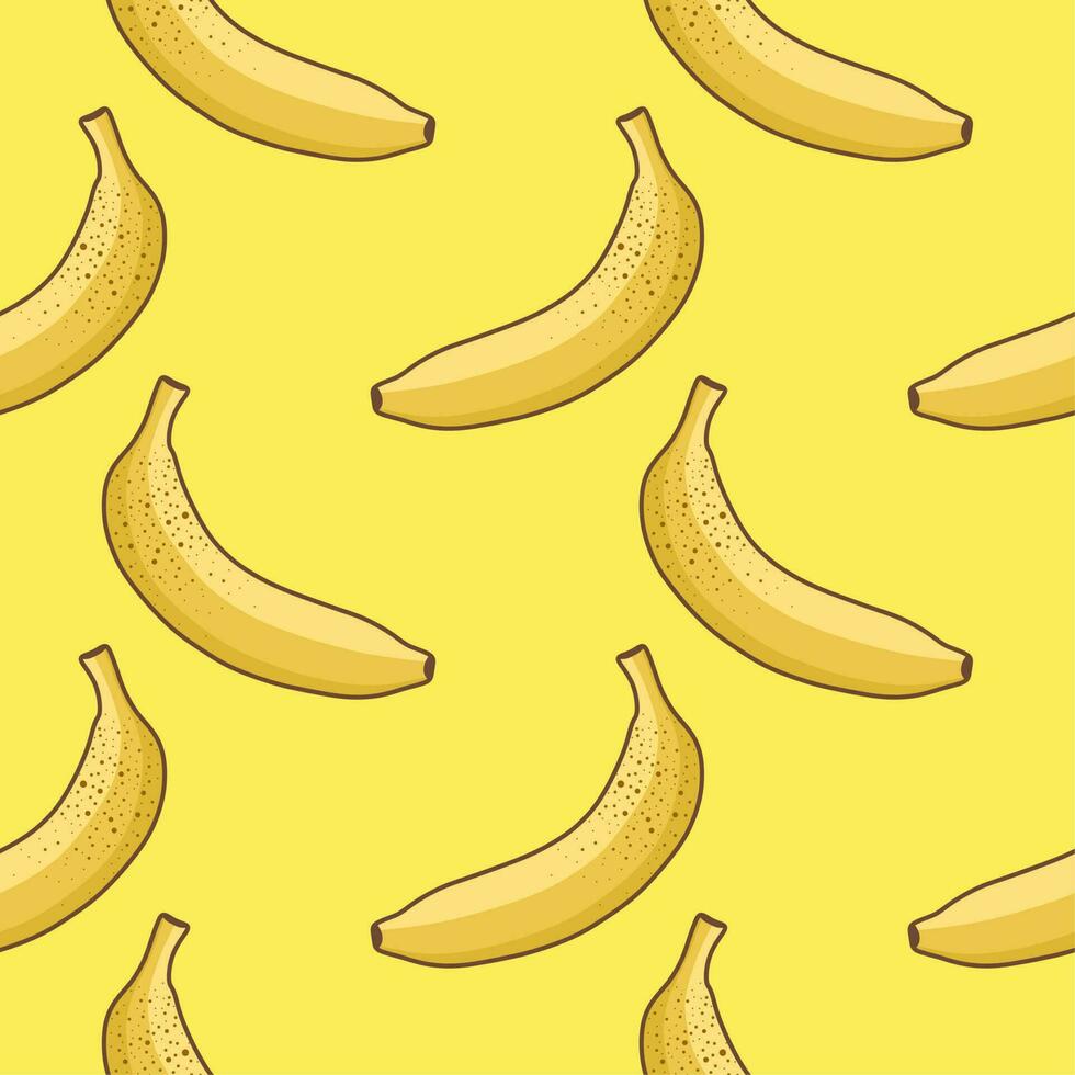 Exotic seamless pattern with yellow bananas on colorful background. colored Banana Seamless Pattern on Background Illustration vector