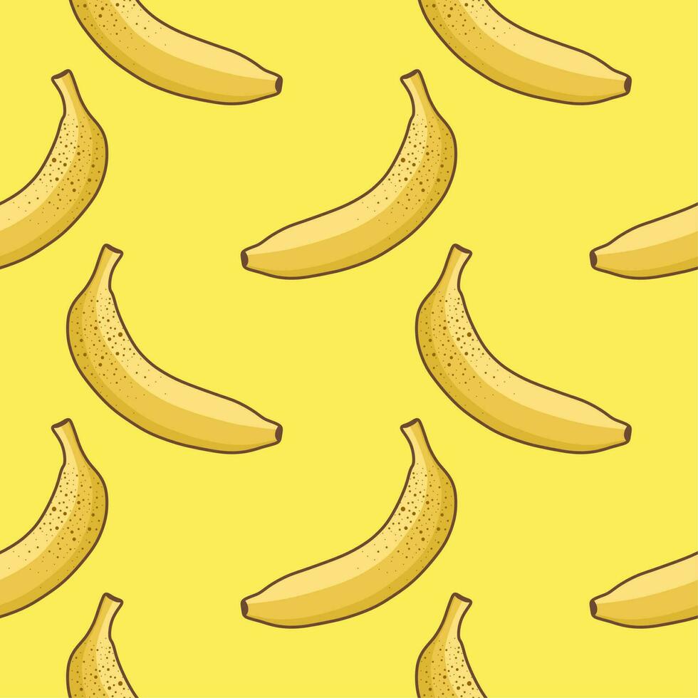 Exotic seamless pattern with yellow bananas on colorful background. colored Banana Seamless Pattern on Background Illustration vector