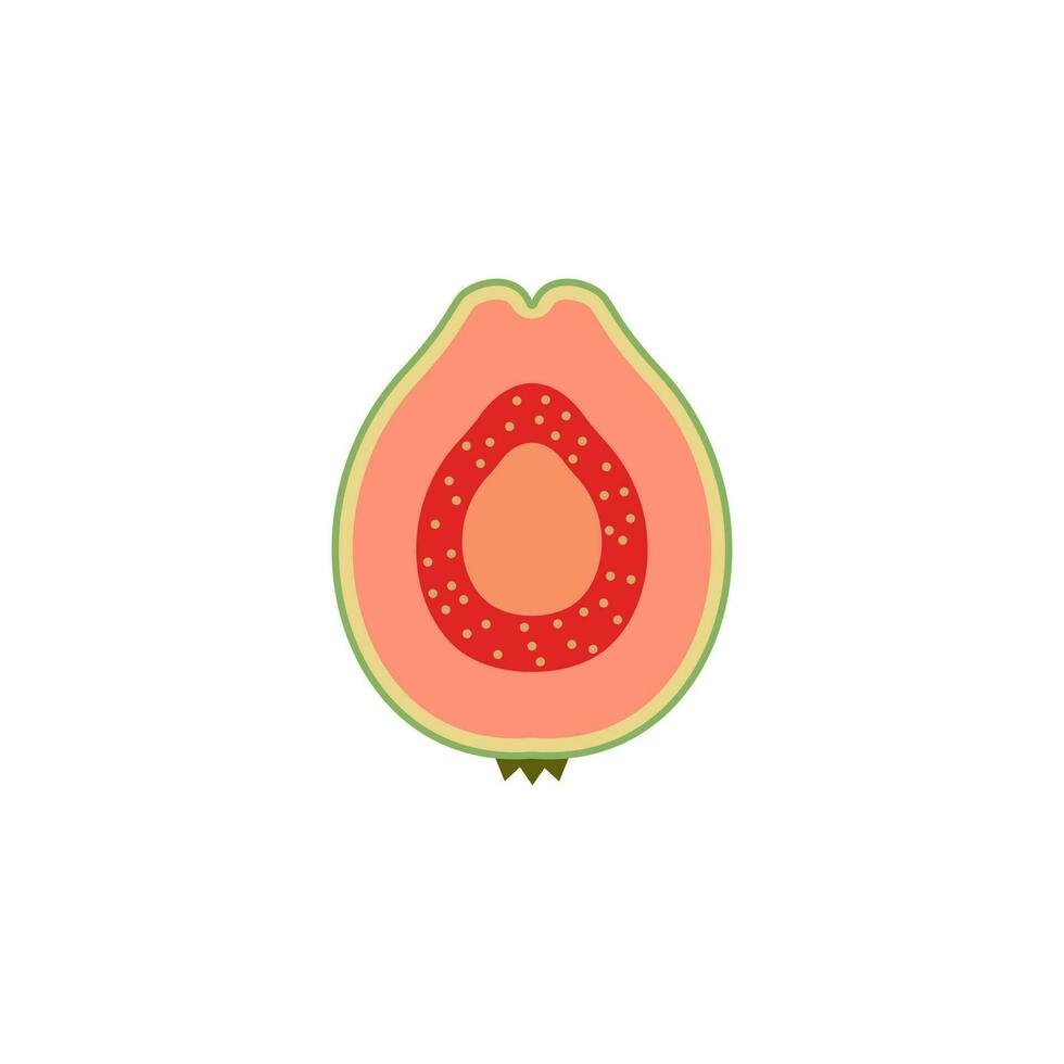 sliced guava flat design vector illustration. Vector illustration of tropical fruits in flat style.