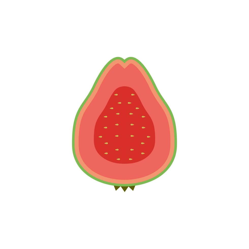sliced guava flat design vector illustration. Vector illustration of tropical fruits in flat style.