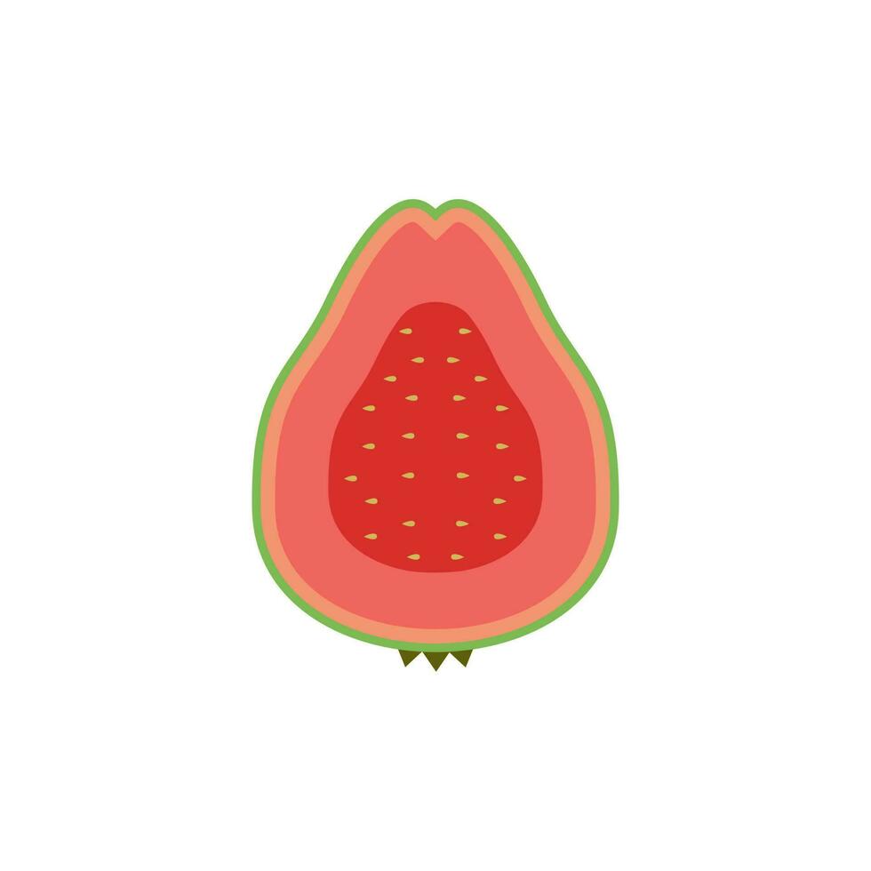 sliced guava flat design vector illustration. Vector illustration of tropical fruits in flat style.