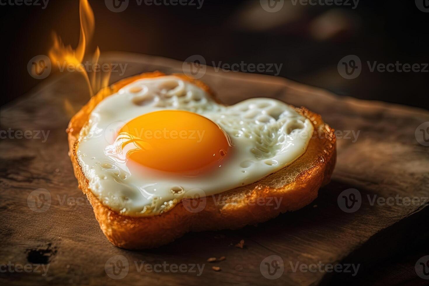 heart shaped fried egg illustration top view photo