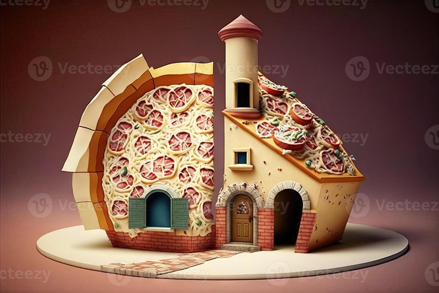 small house made out of Pizza illustration 23947236 Stock Photo at Vecteezy