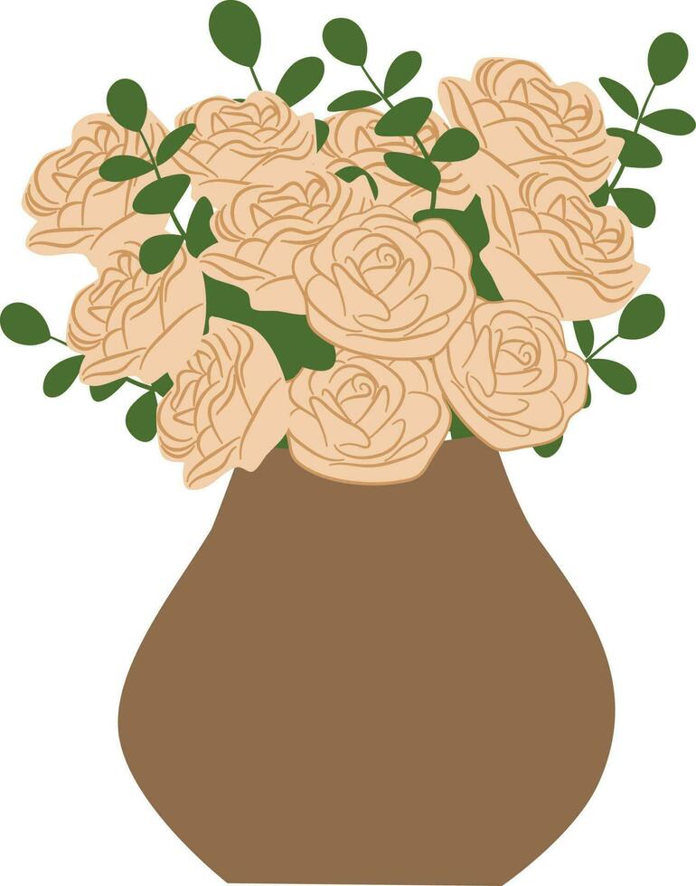 bouquet of roses in vase icon image vector illustration design