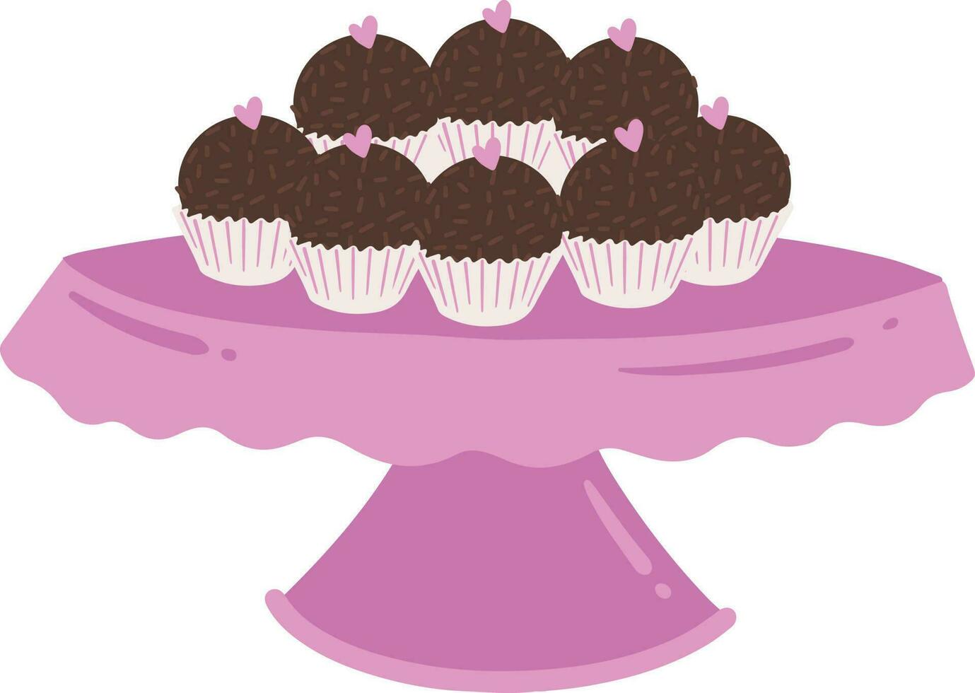 delicioso chocolate golosinas en rosado magdalena estar vector ilustración diseño