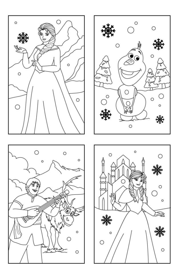 Snow Princess and Friends Coloring Pages vector
