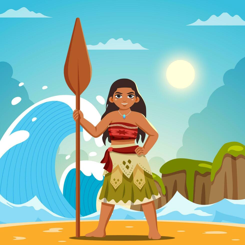 Hawaiian Girl on the Beach vector