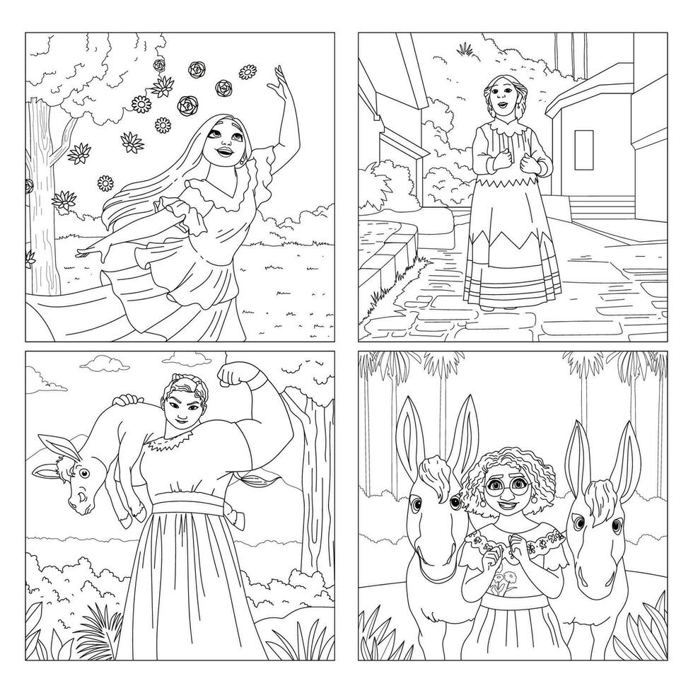 Latino Family Activities Coloring Pages vector
