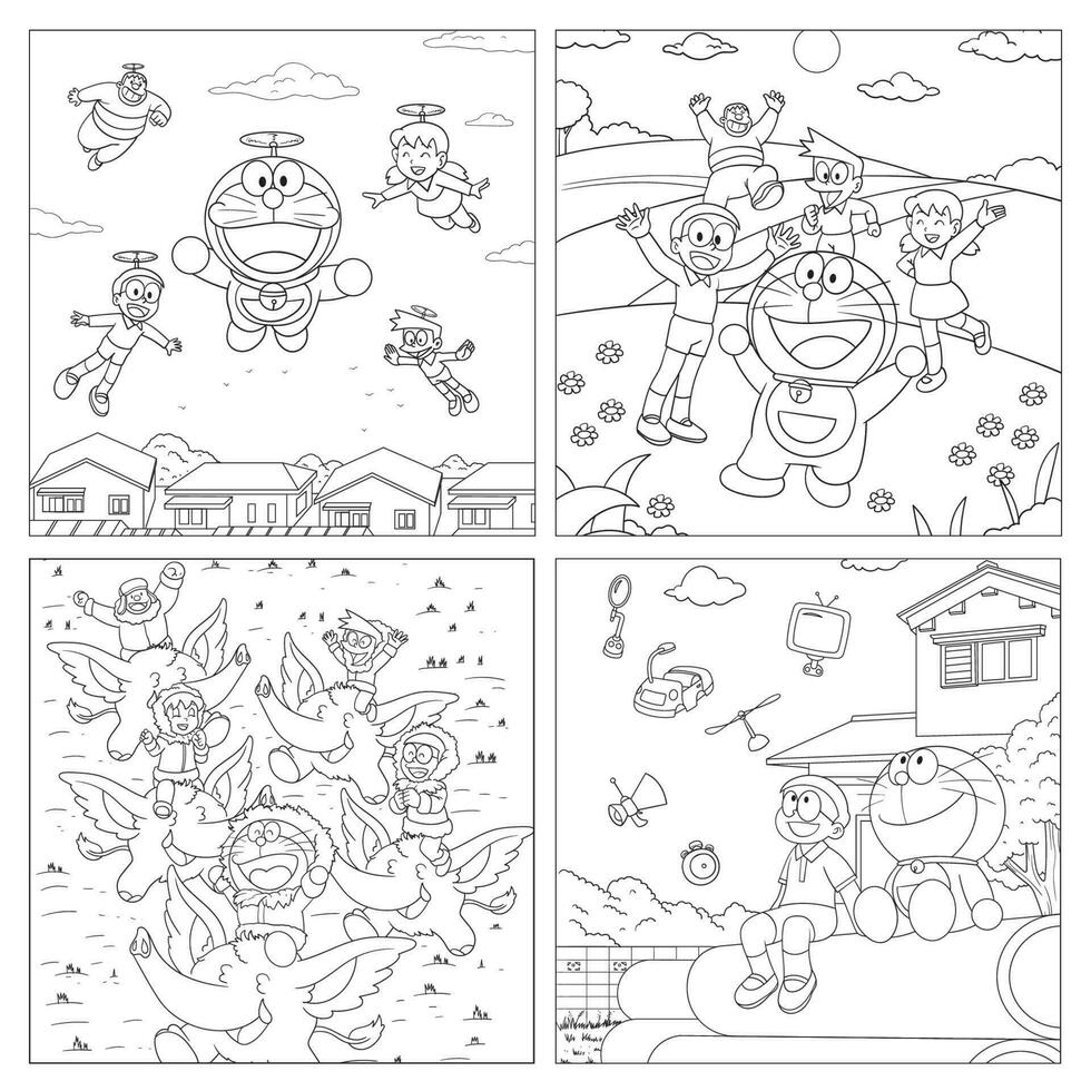 Robocat and Friends Coloring Book vector